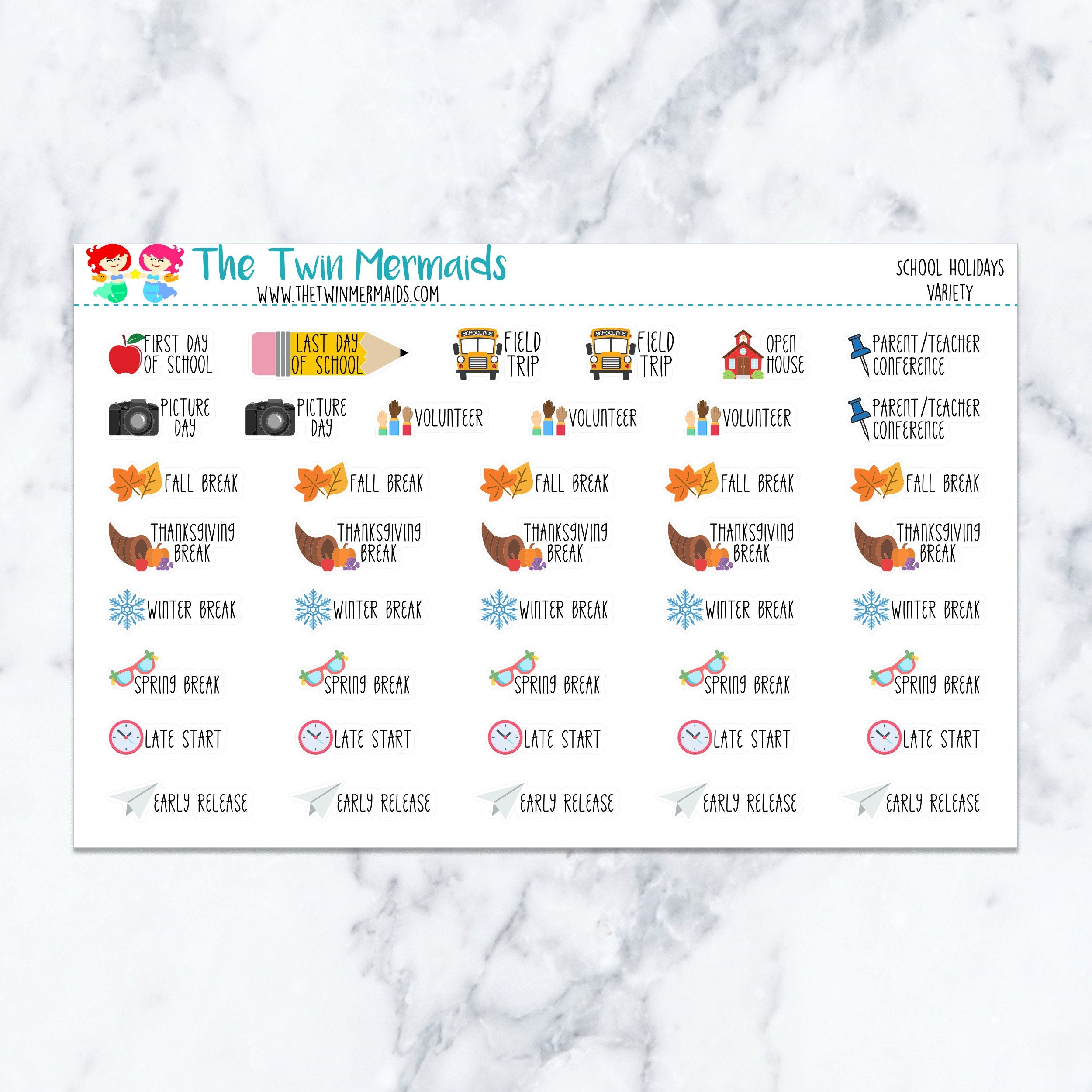 School Holidays Variety Planner Stickers