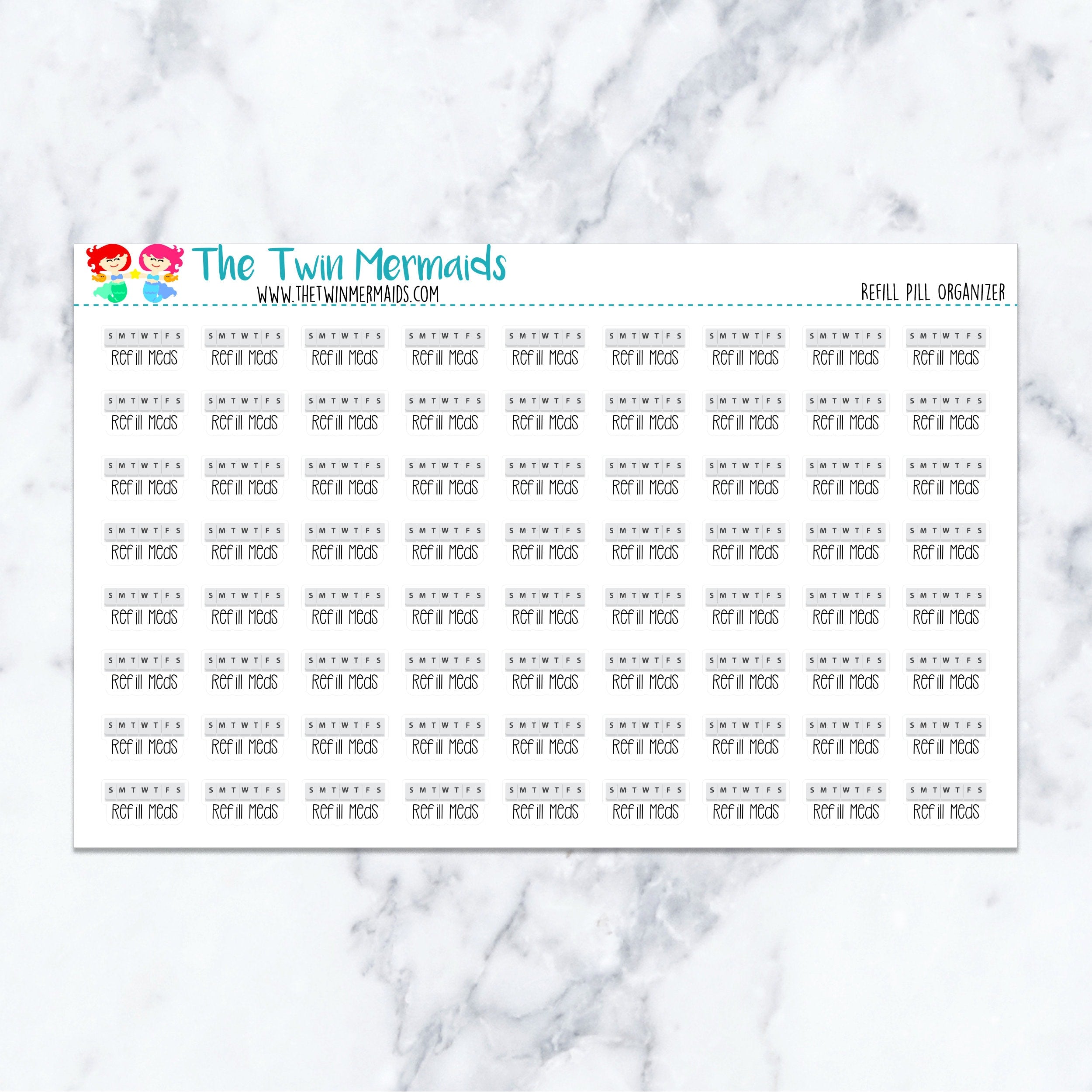 Refill Pill Organizer Planner Stickers