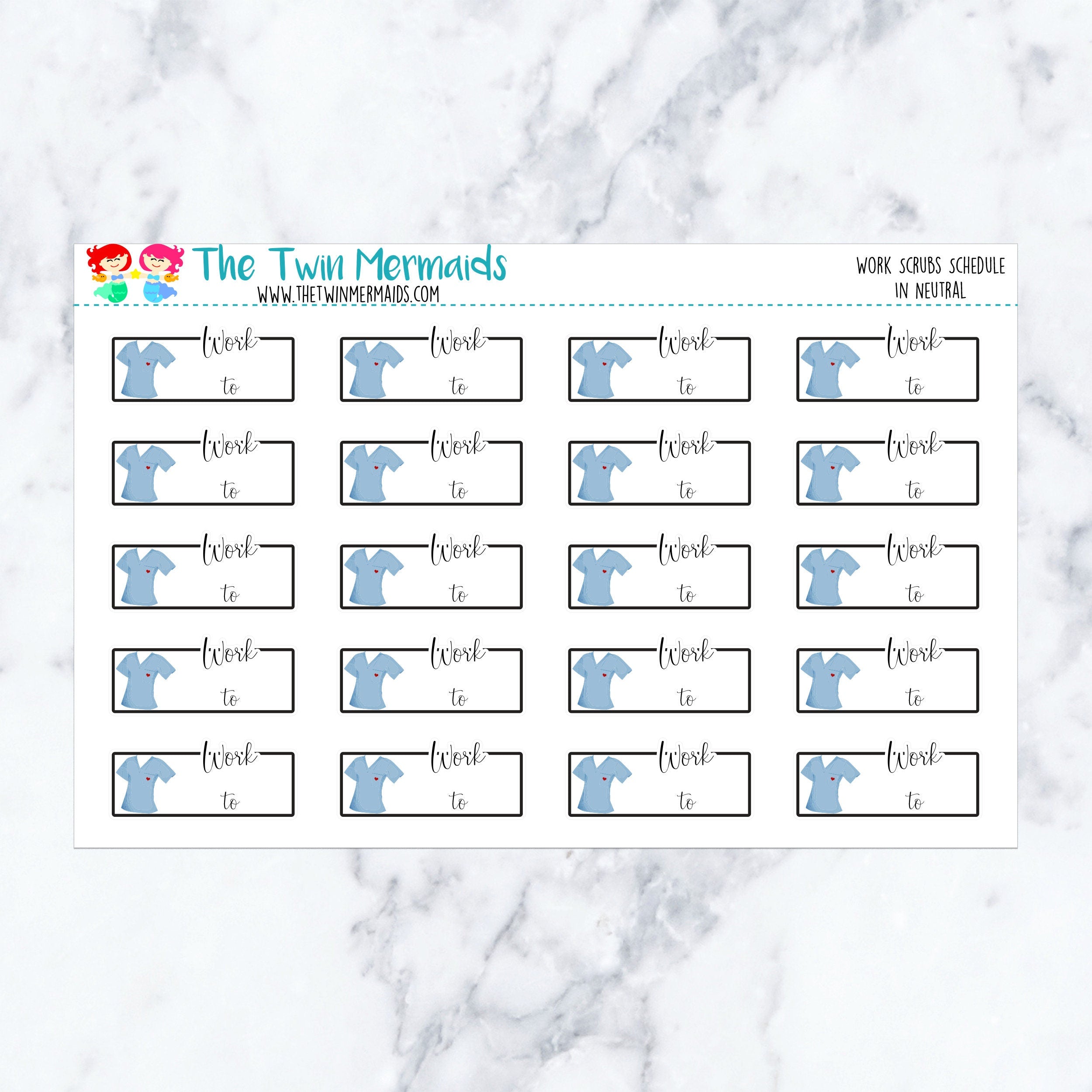 Work Scrubs Schedule in Neutral Planner Stickers