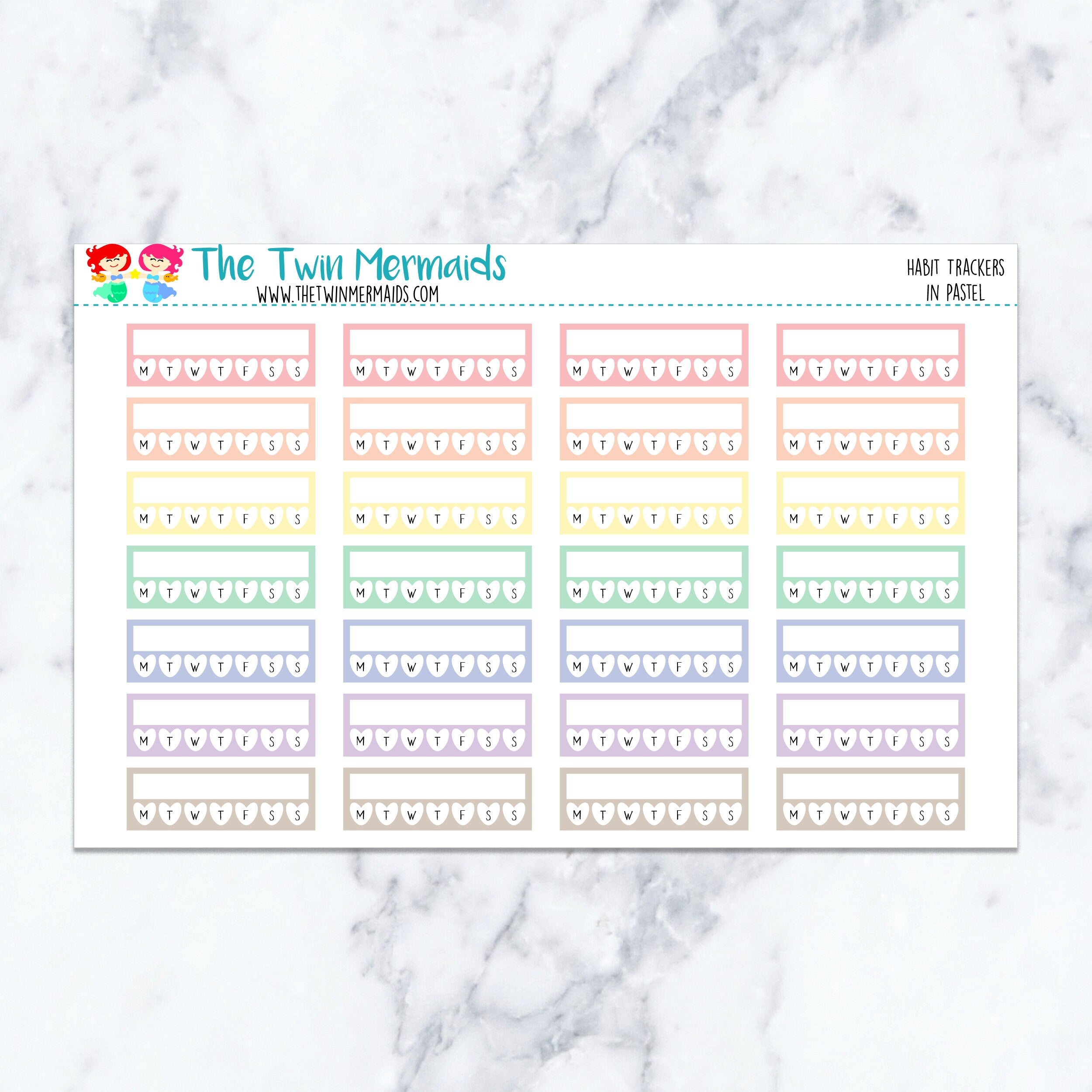 Habit Trackers in Pastel Planner Stickers