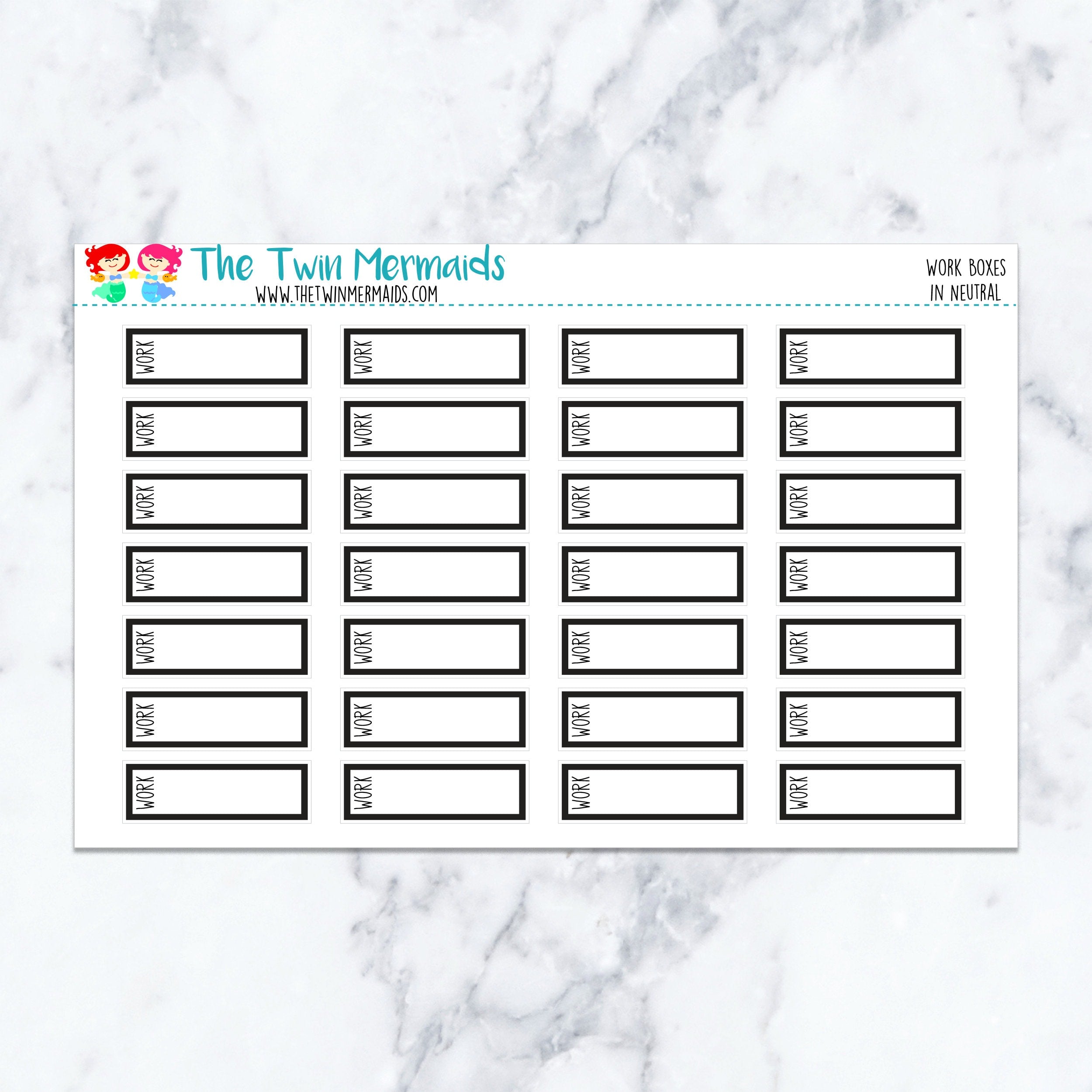 Work Boxes in Neutral Planner Stickers