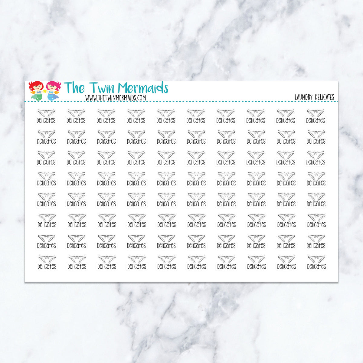 Laundry Delicates planner stickers. Kiss-cut sticker sheet for planners, bullet journals, and scrapbooking.
