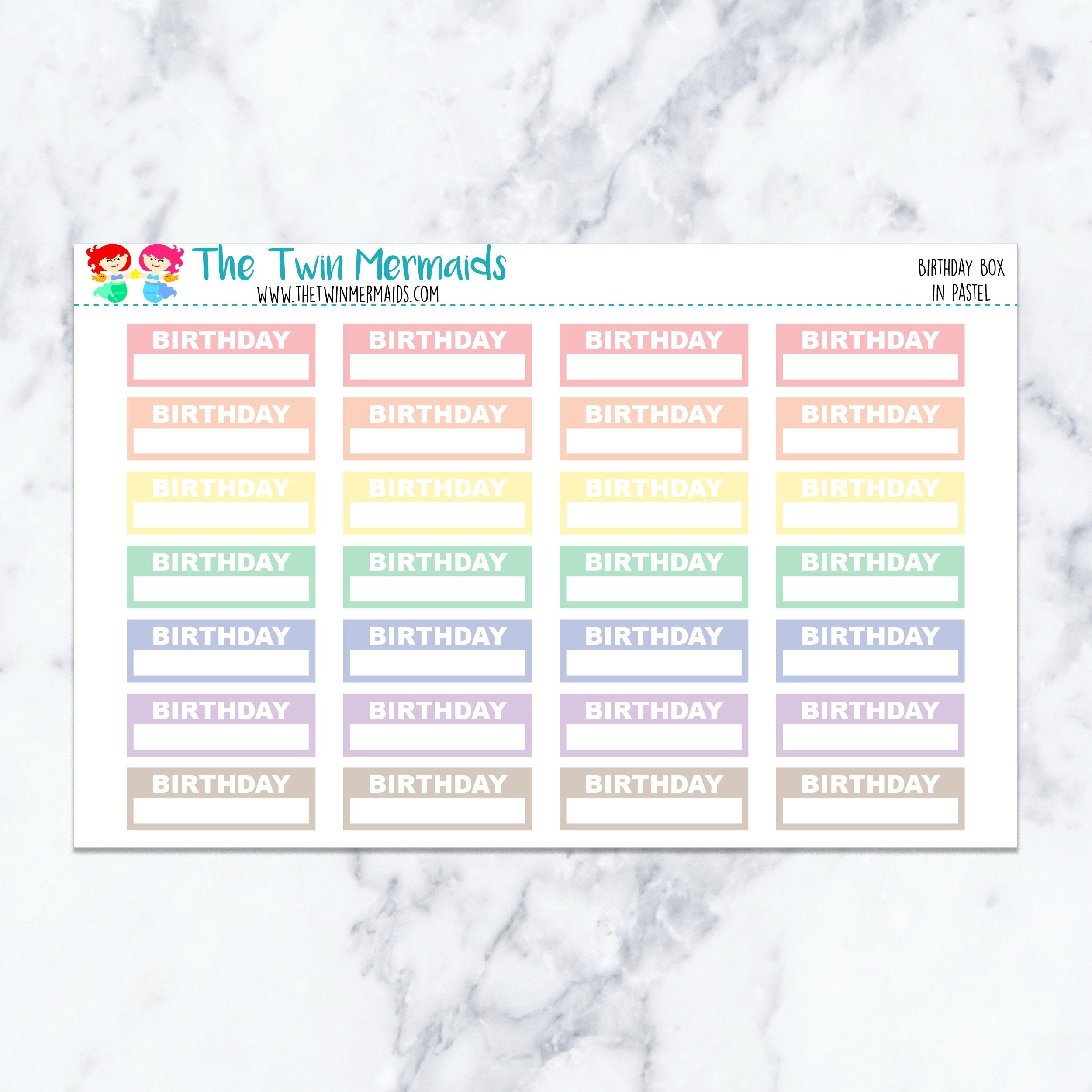 Birthday Box in Pastel Planner Stickers