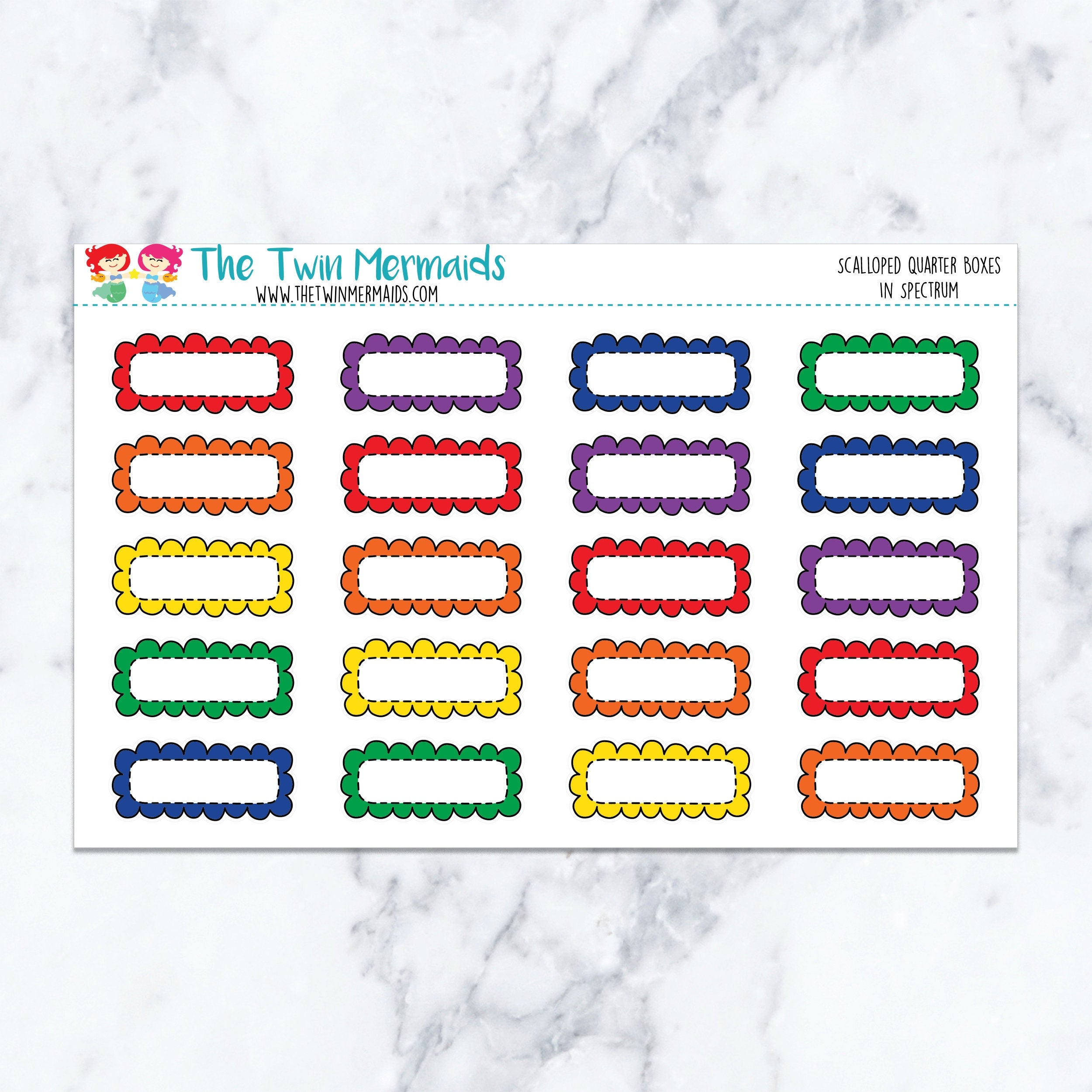 Scalloped Quarter Boxes in Spectrum Planner Stickers