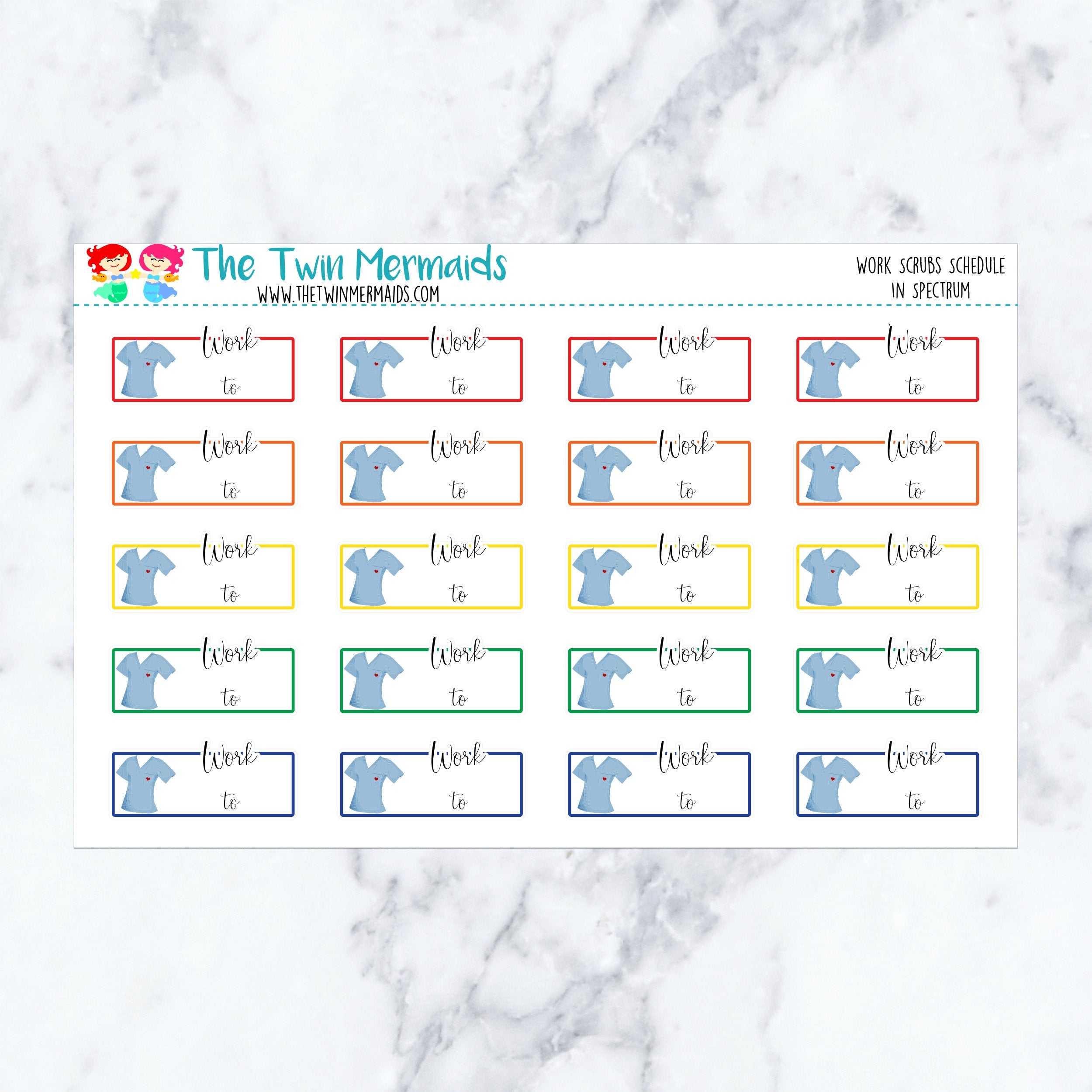 Work Scrubs Schedule in Spectrum Planner Stickers
