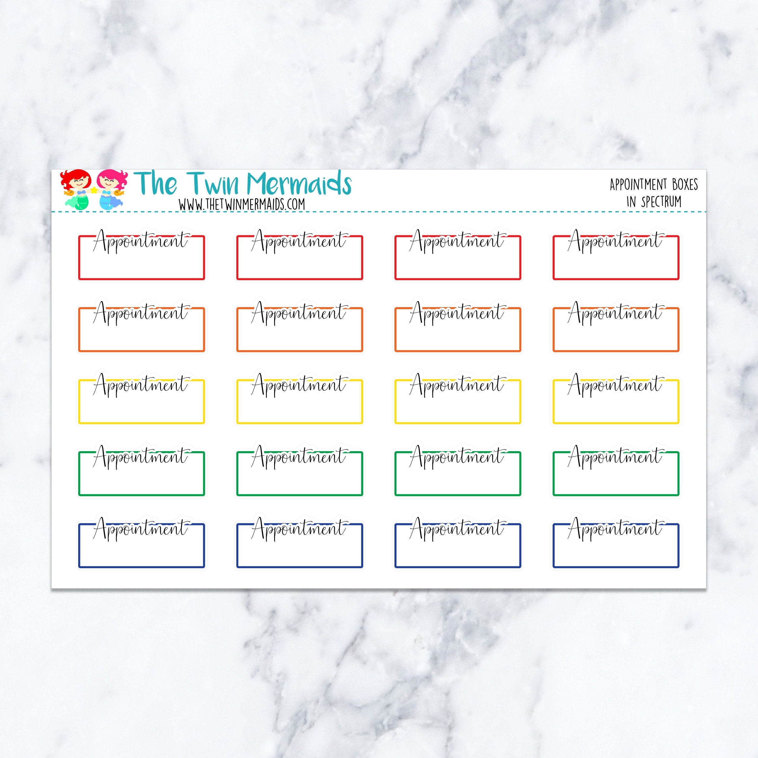Appointment Boxes in Spectrum Planner Stickers