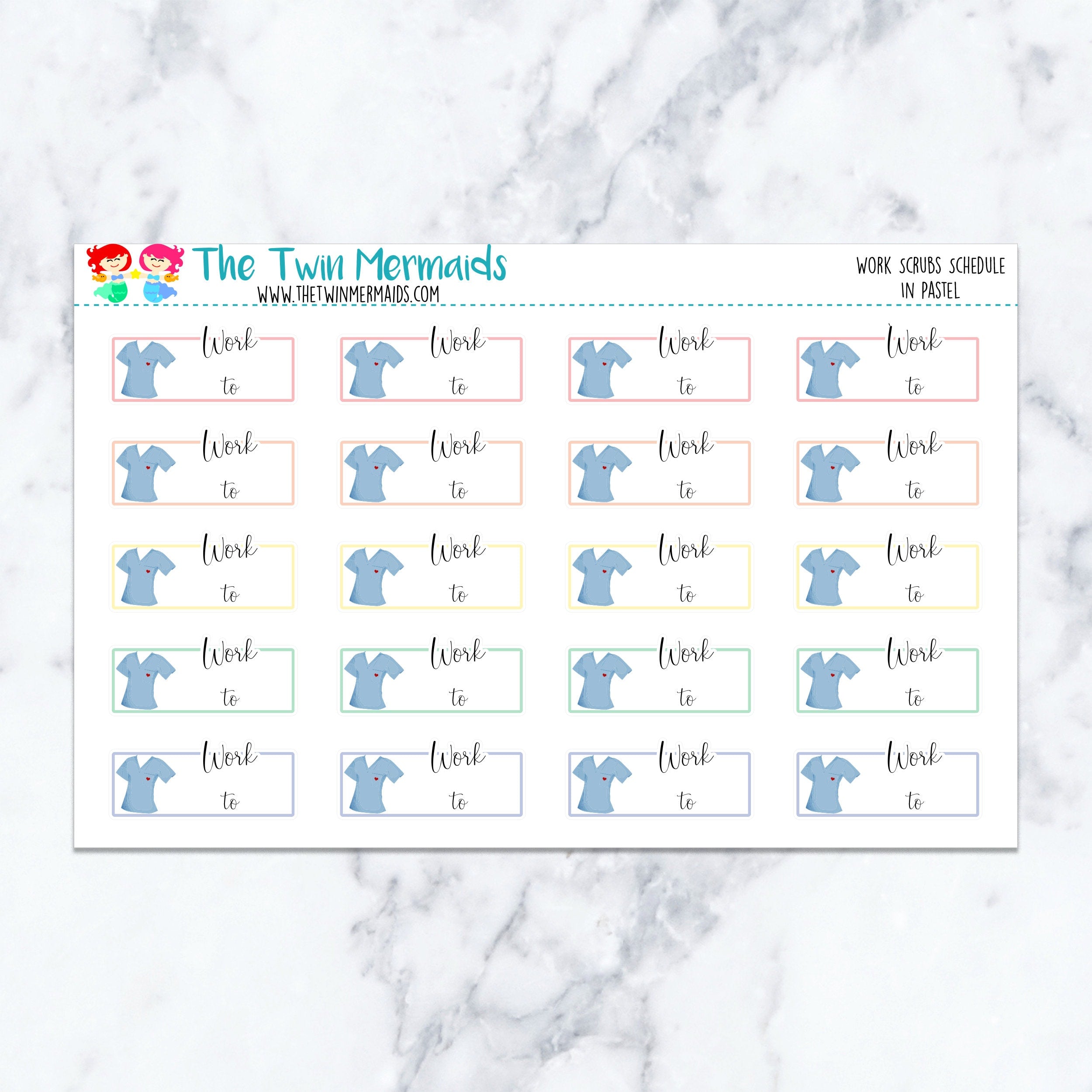 Work Scrubs Schedule in Pastel Planner Stickers