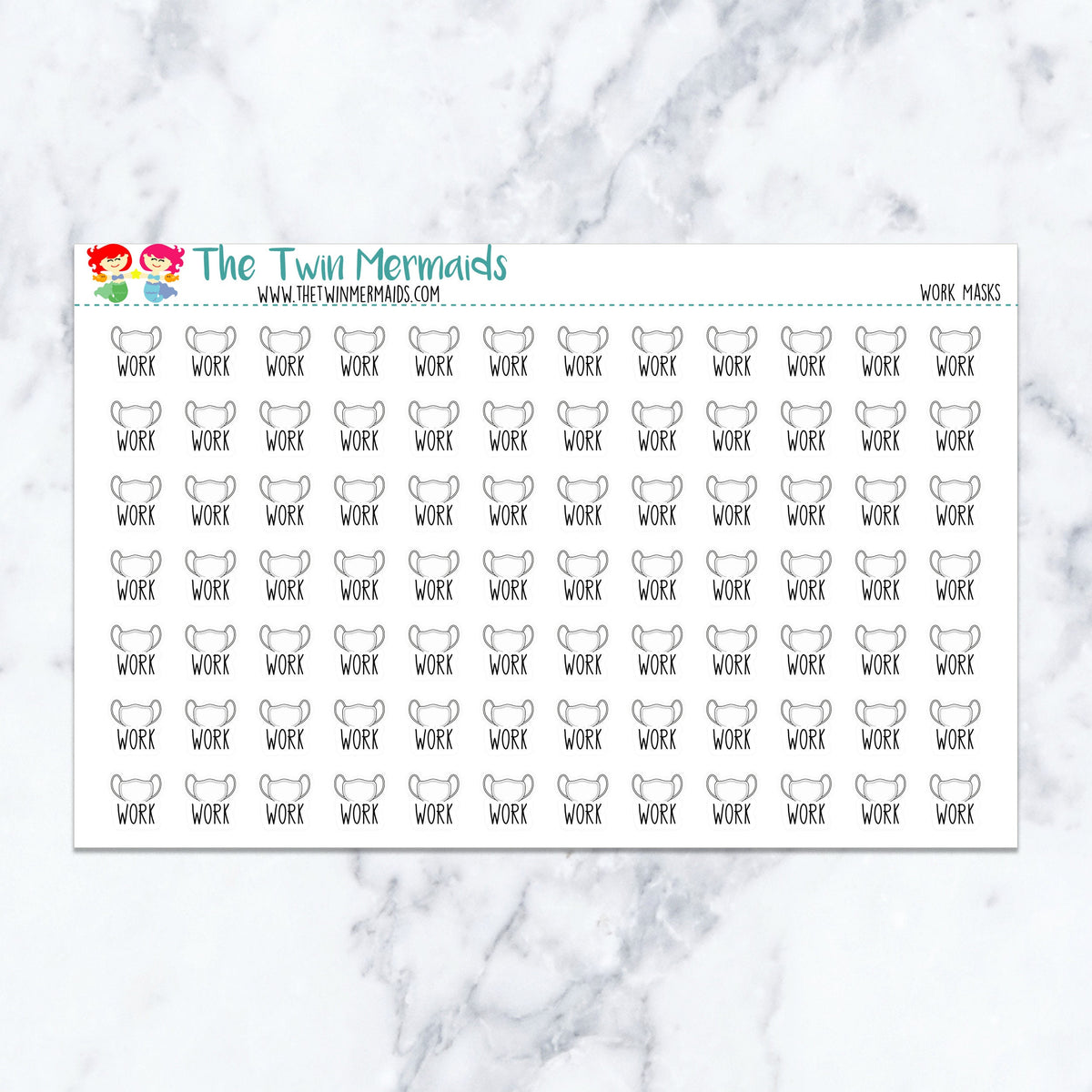 Work Masks planner stickers. Kiss-cut sticker sheet for planners, bullet journals, and scrapbooking.
