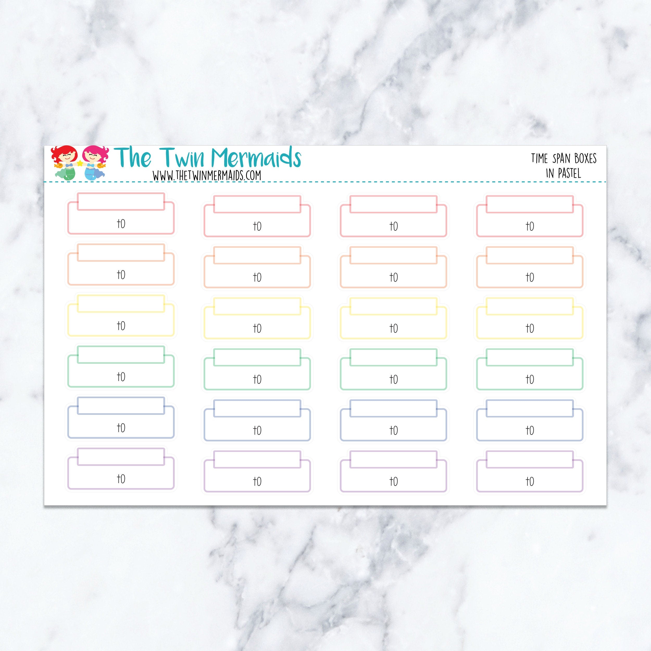 Time Span Boxes in Pastel Planner Stickers