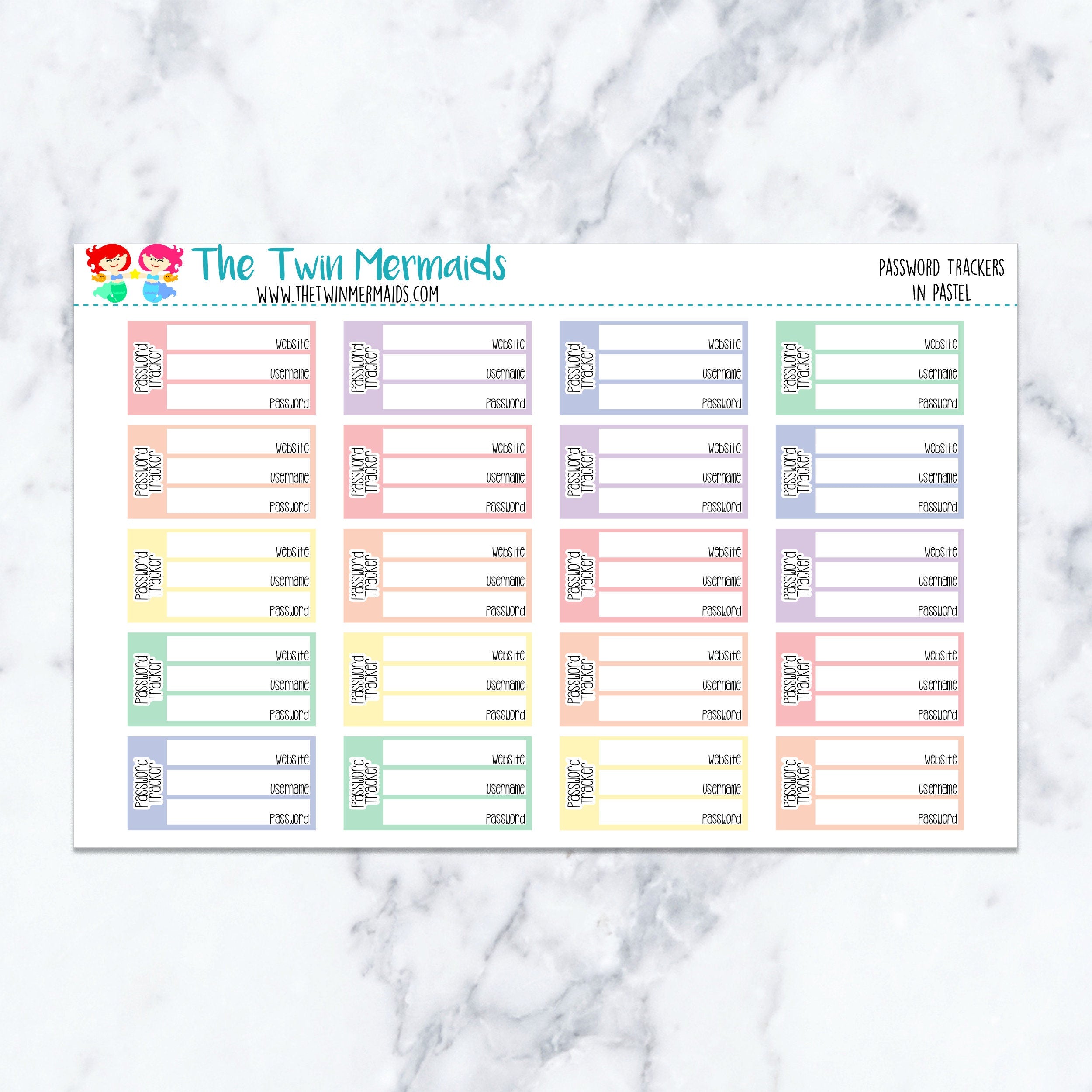 Password Trackers in Pastel Planner Stickers