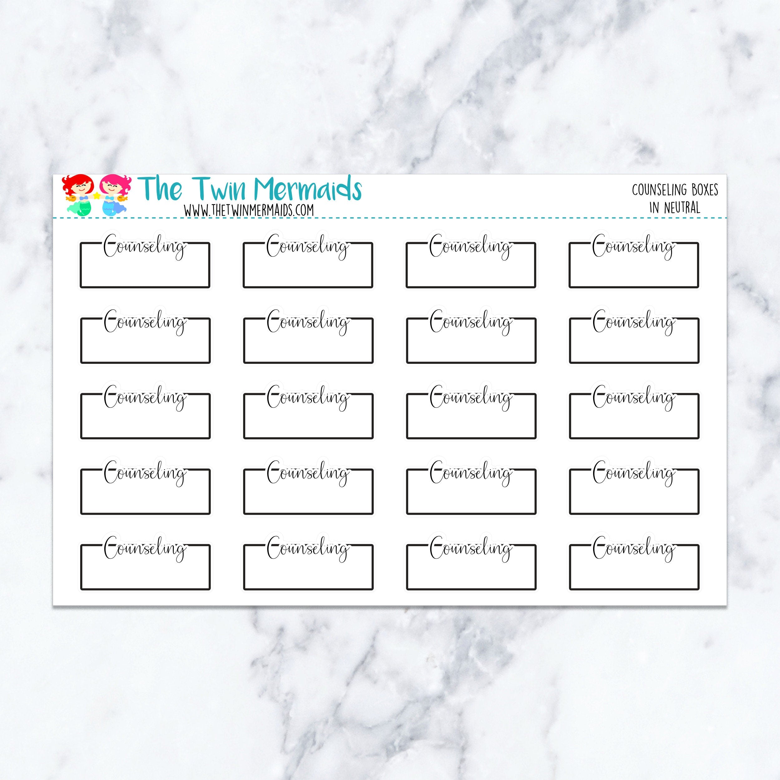 Counseling Boxes in Neutral Planner Stickers