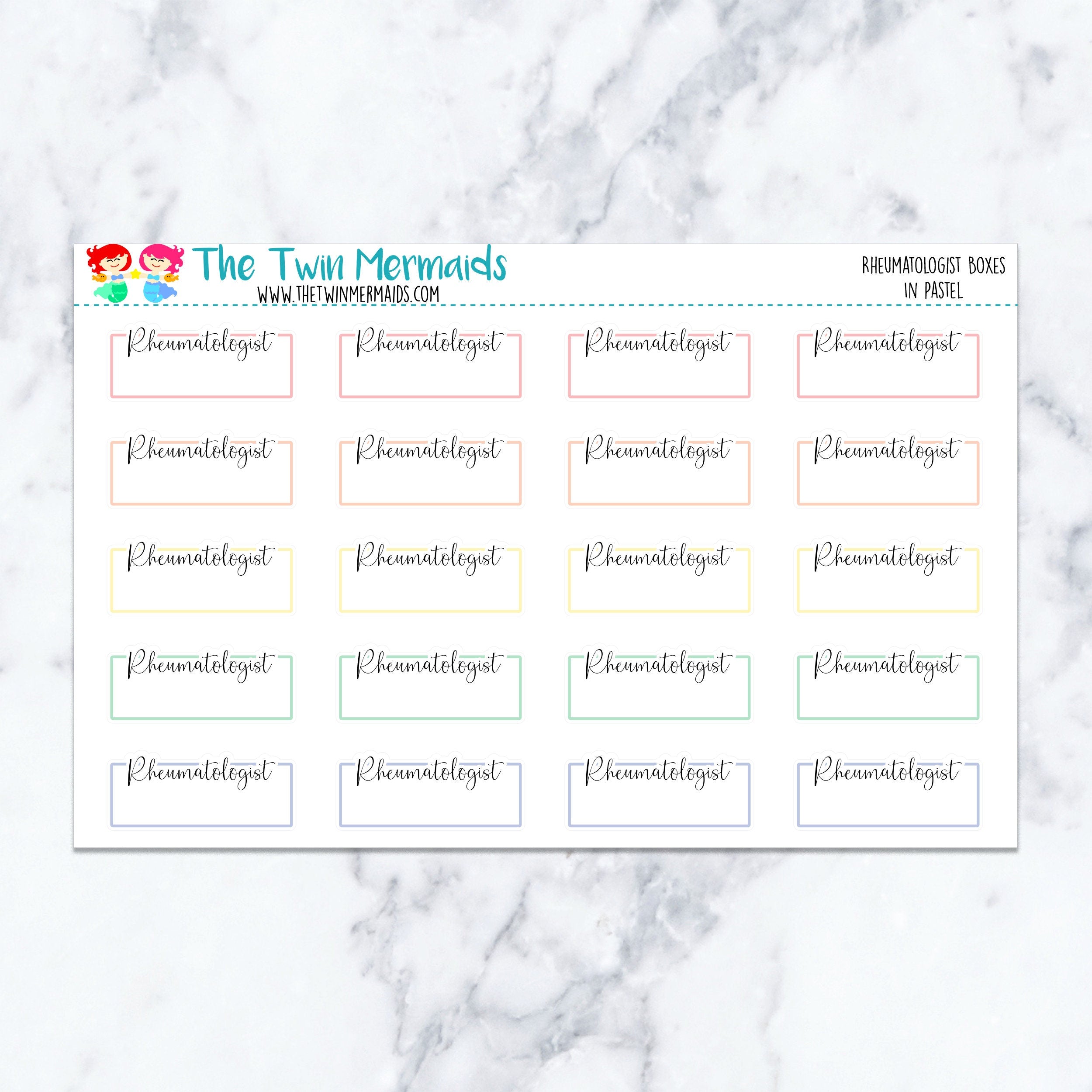 Rheumatologist Boxes in Pastel Planner Stickers