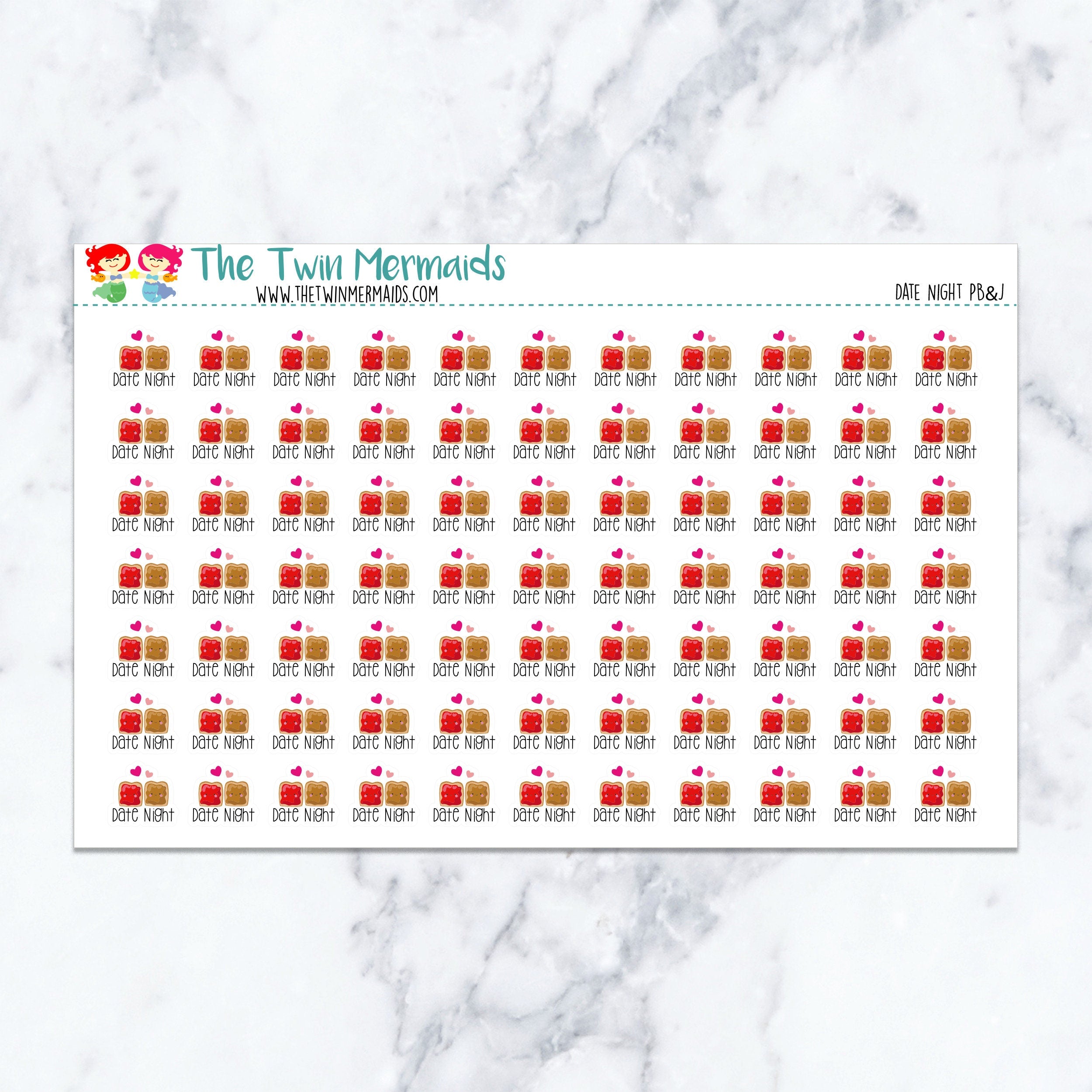 Date Night PB&J Planner Stickers