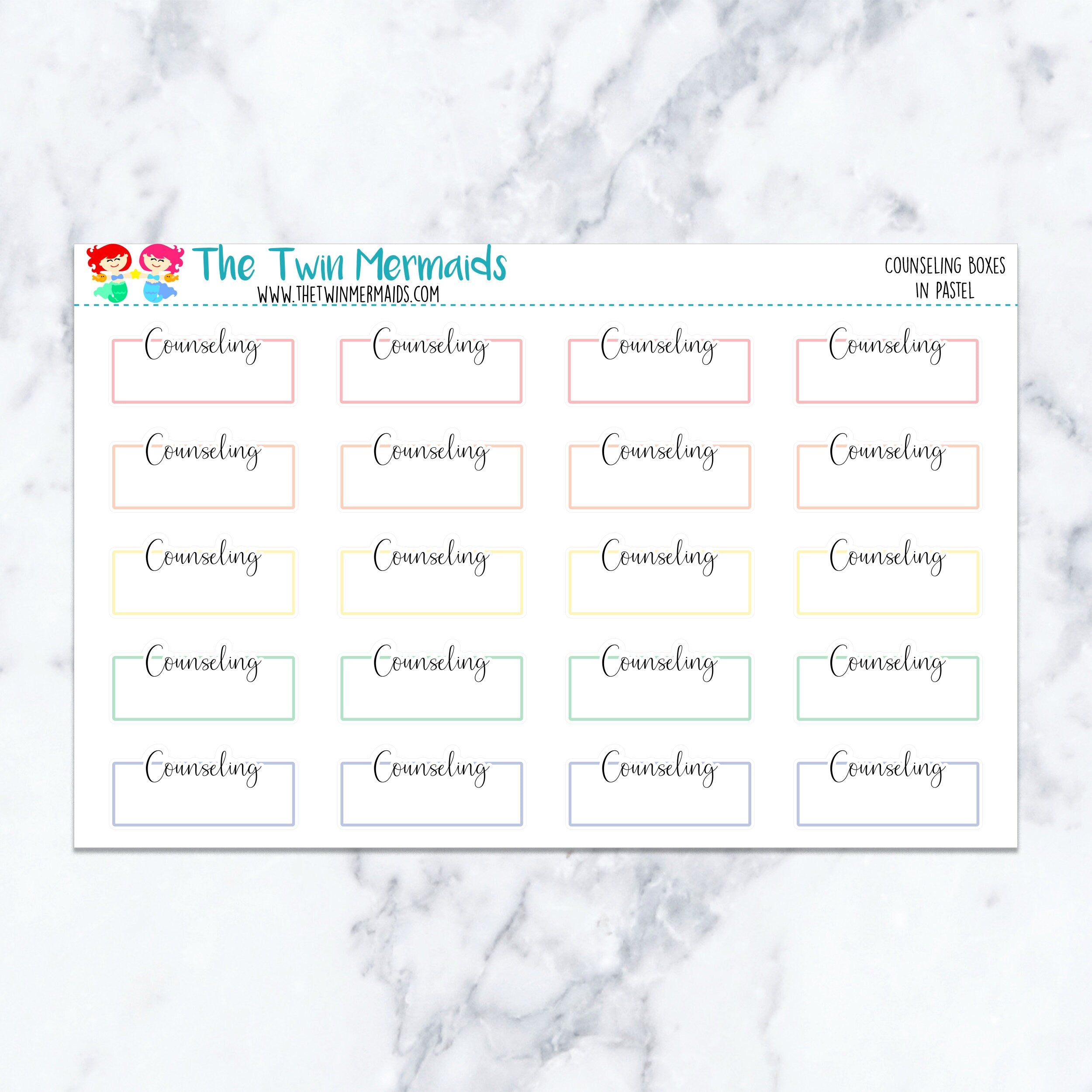 Counseling Boxes in Pastel Planner Stickers