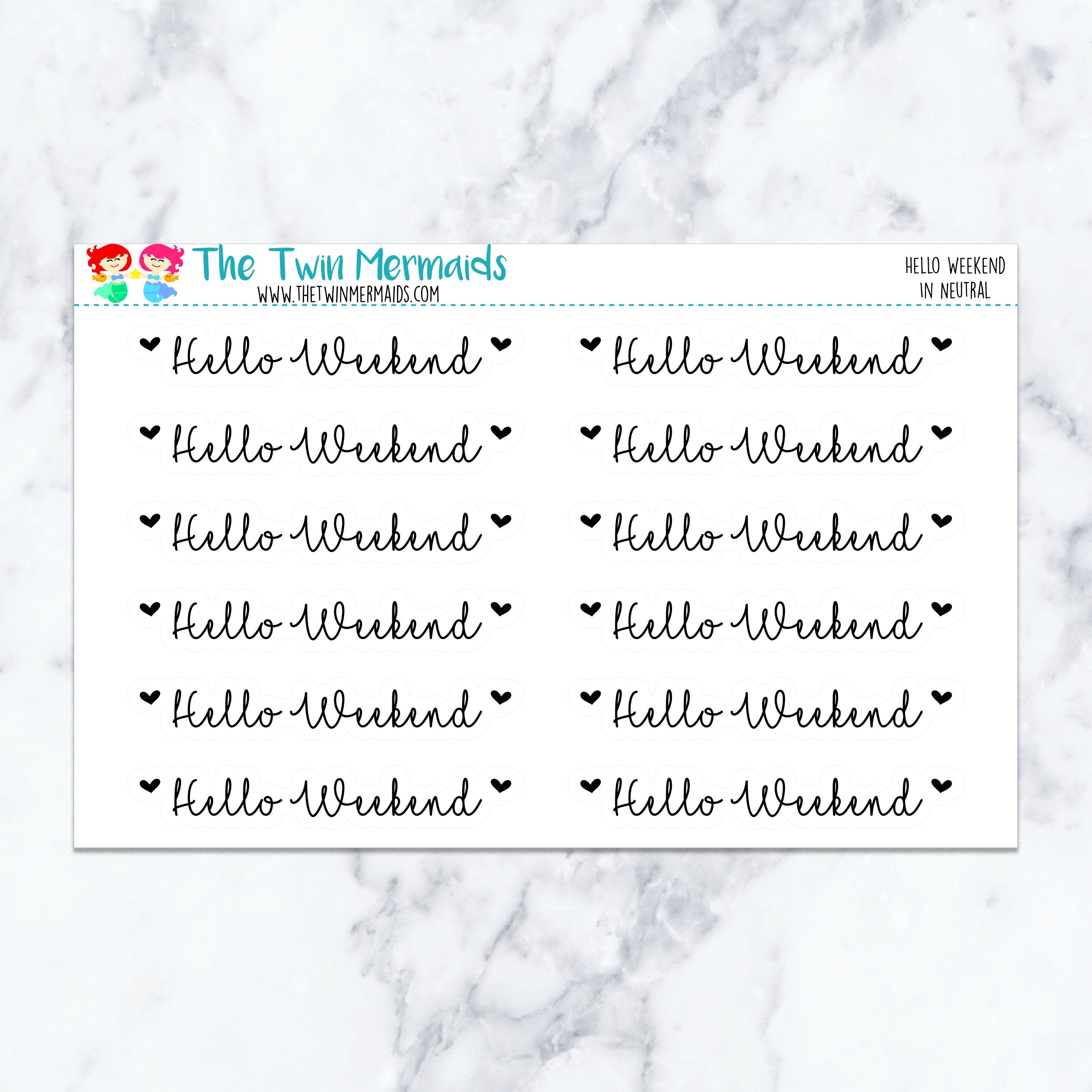 Hello Weekend in Neutral Planner Stickers
