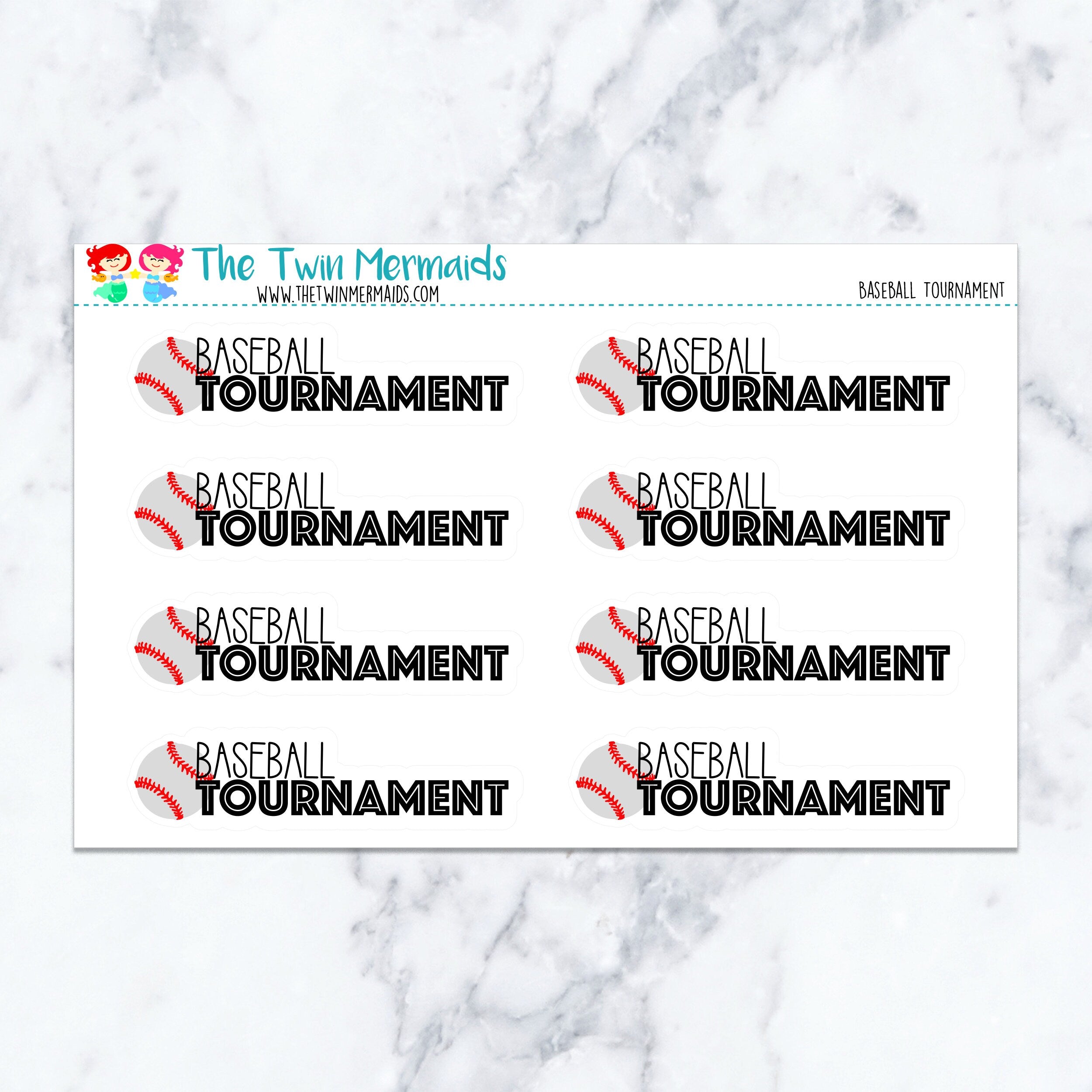 Baseball Tournament Planner Stickers