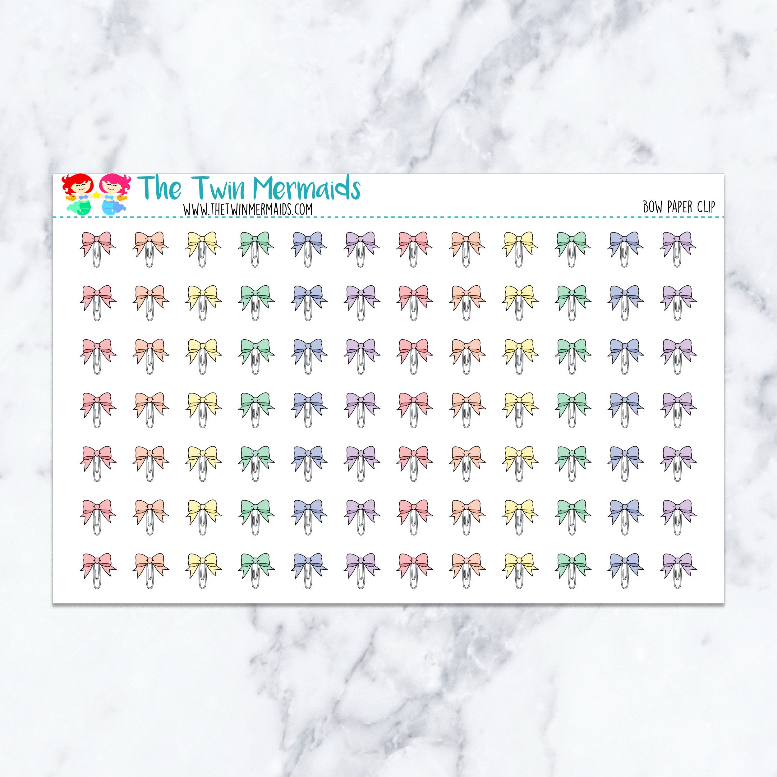 Bow Paper Clip Planner Stickers