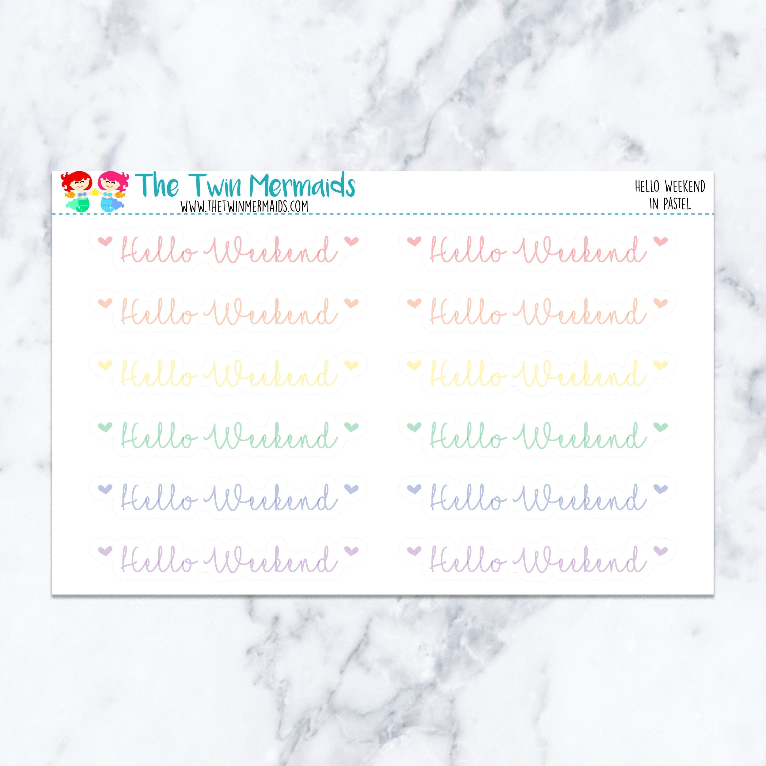 Hello Weekend in Pastel Planner Stickers