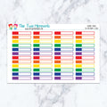 Hourly Boxes in Spectrum (1 Line) planner stickers, spectrum color scheme. Kiss-cut sticker sheet for planners, bullet journa