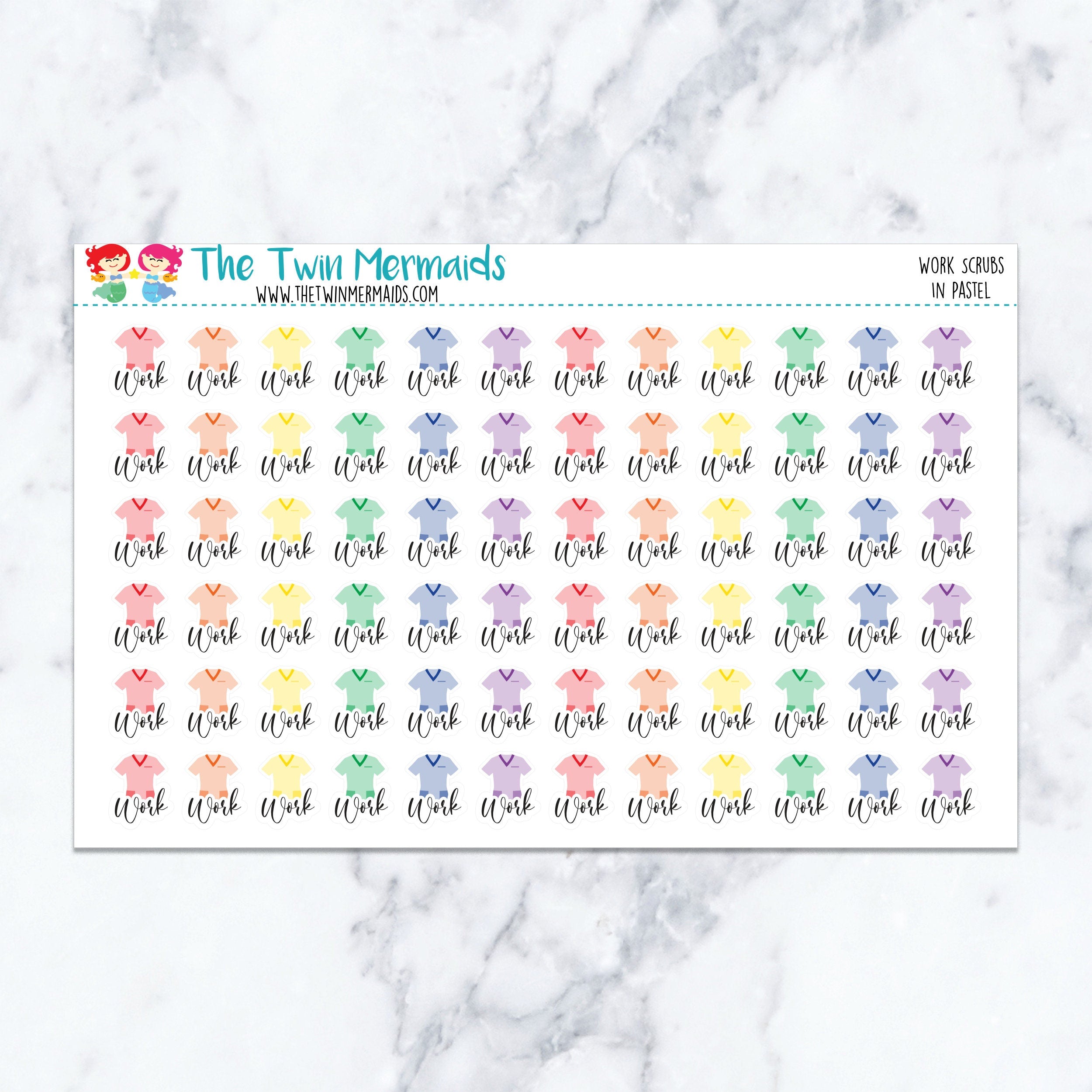 Work Scrubs in Pastel Planner Stickers