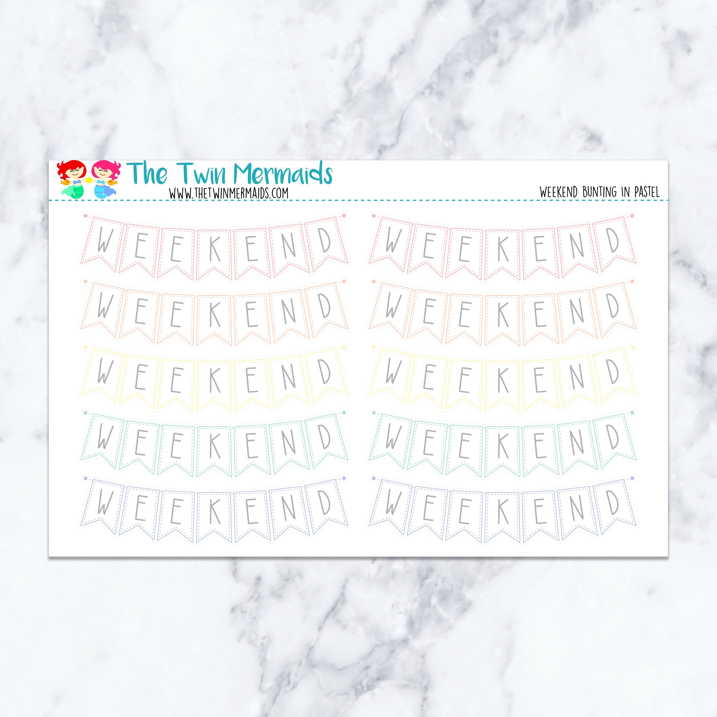 Weekend Bunting in Pastel Planner Stickers