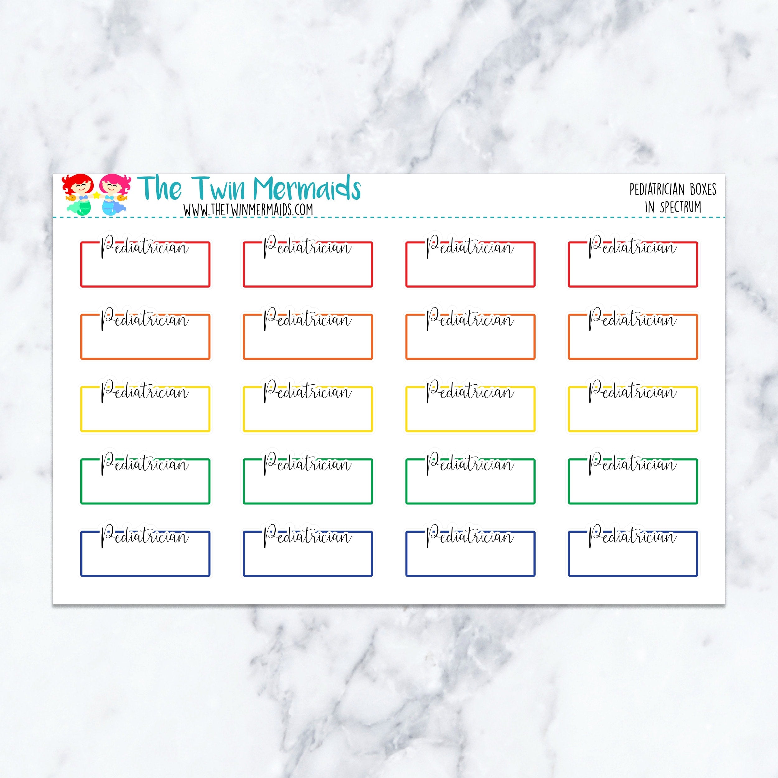 Pediatrician Boxes in Spectrum Planner Stickers