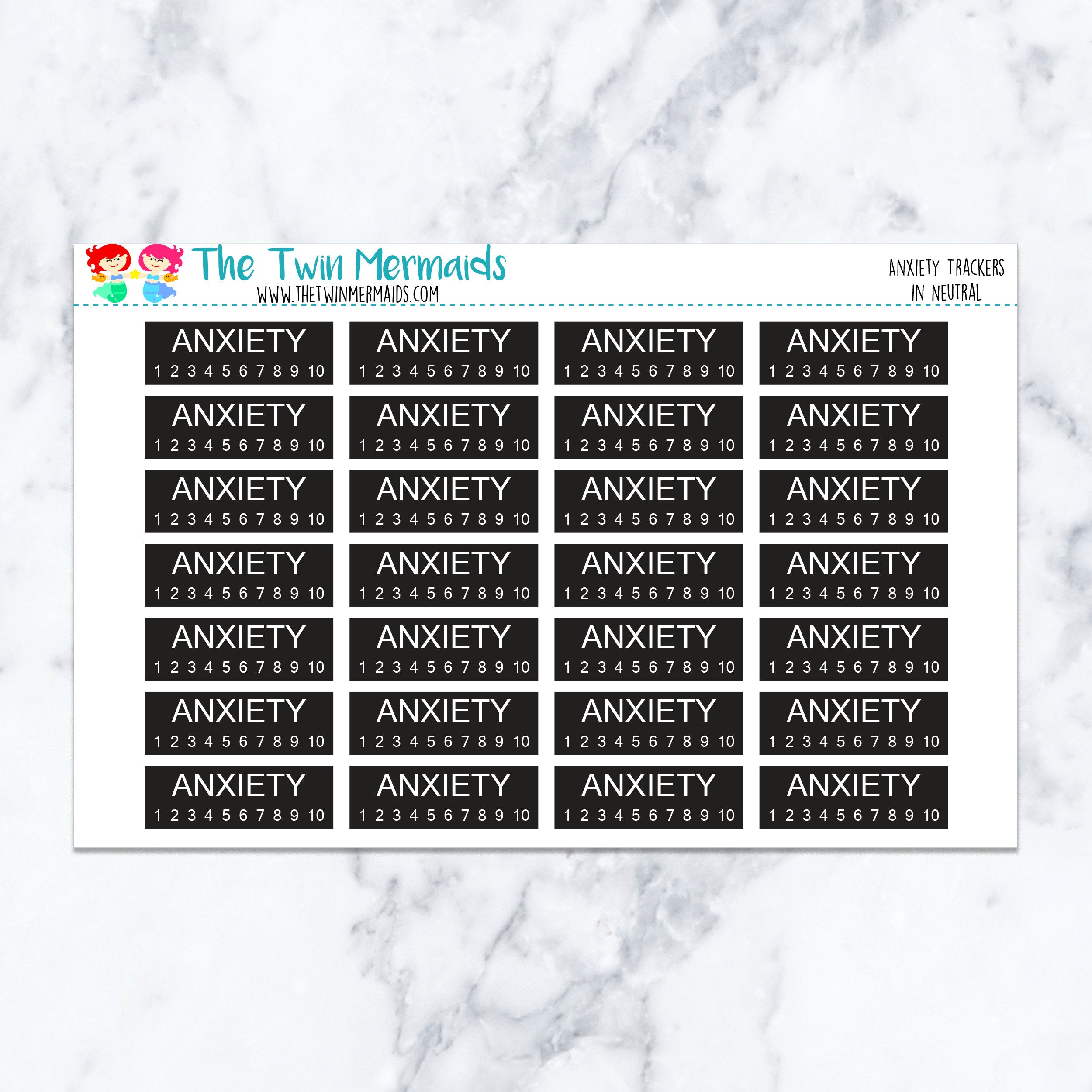 Anxiety Trackers in Neutral Planner Stickers