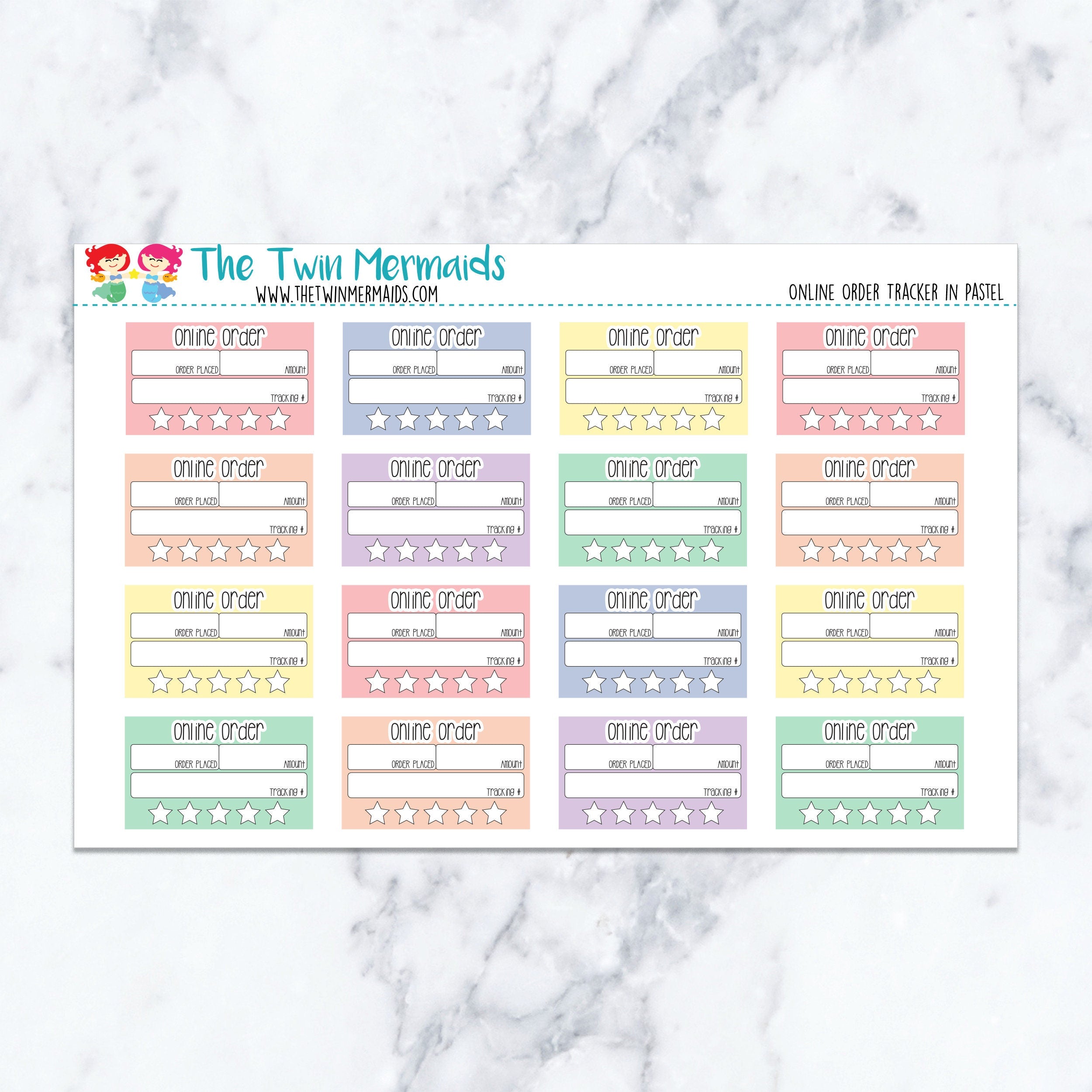 Online Order Tracker in Pastel Planner Stickers