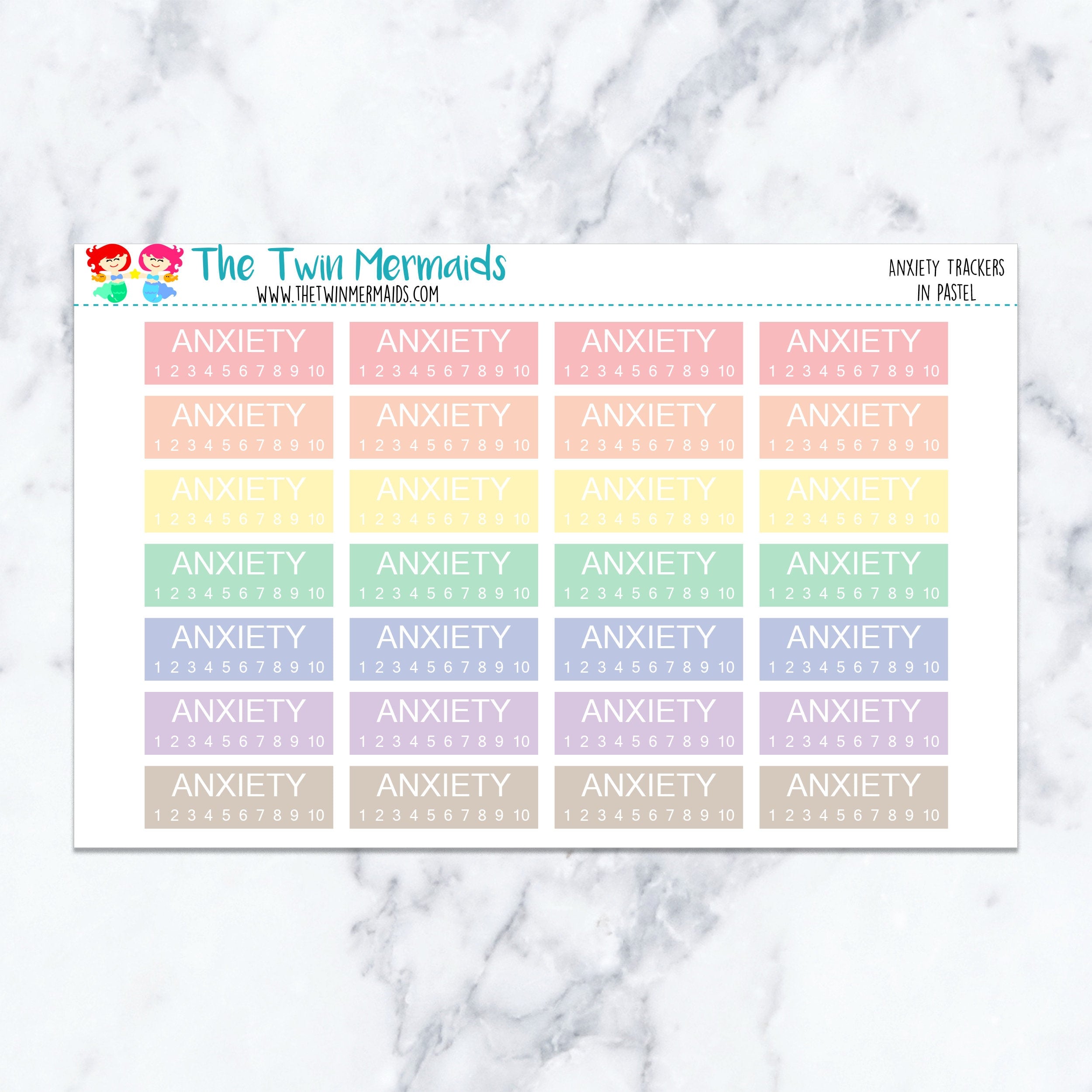 Anxiety Trackers in Pastel Planner Stickers