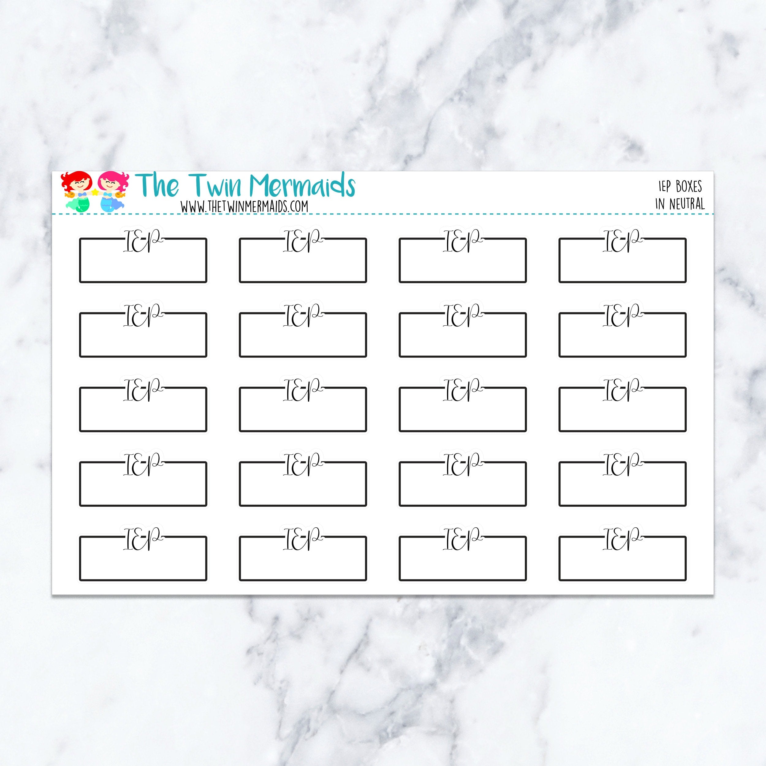IEP Boxes in Neutral Planner Stickers