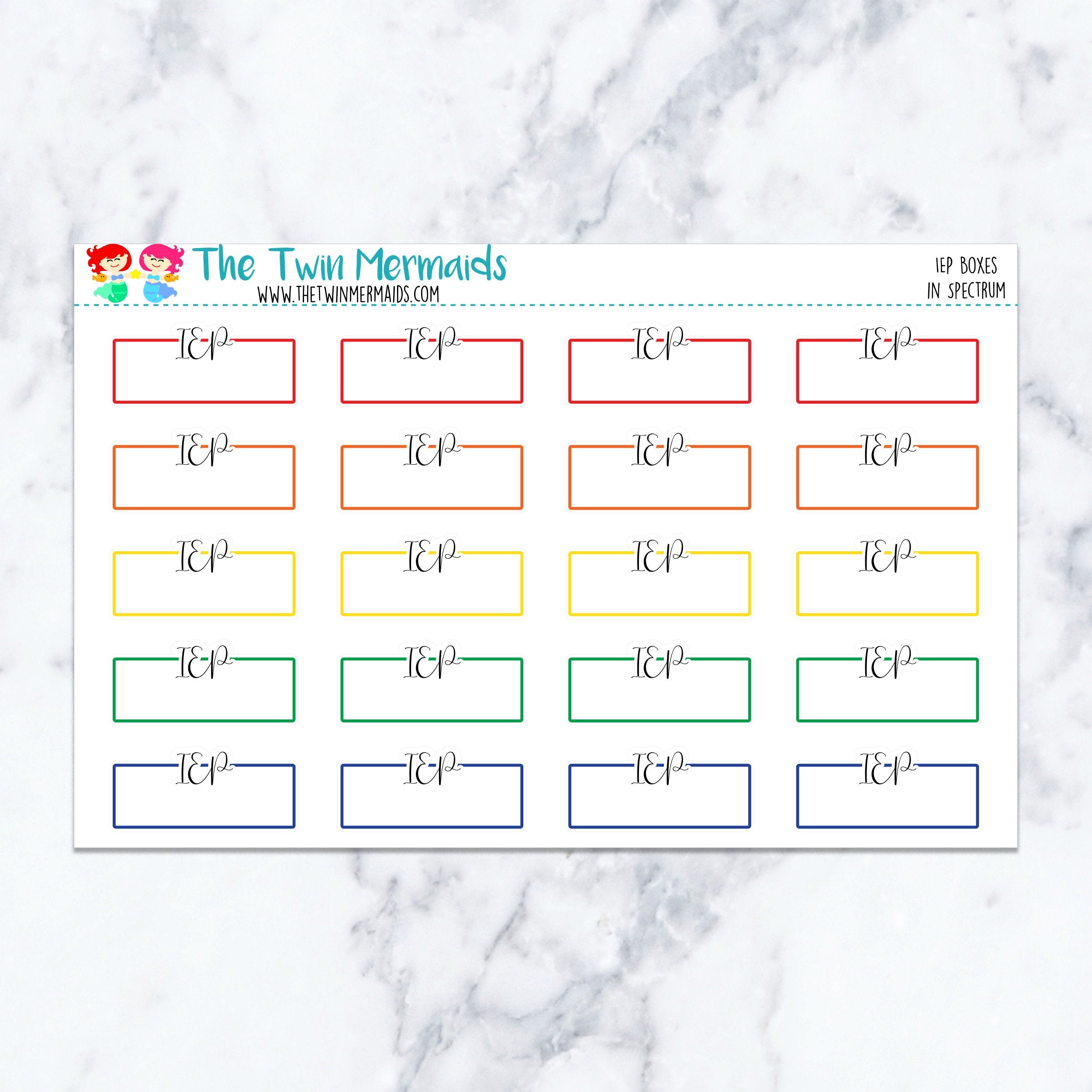 IEP Boxes in Spectrum Planner Stickers