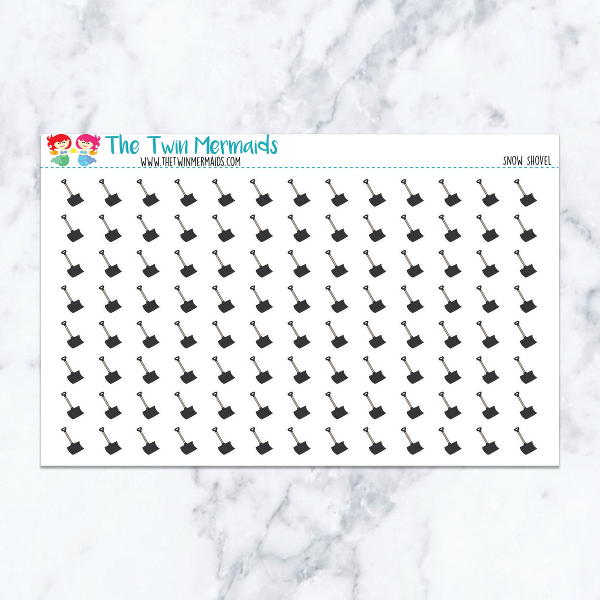 Snow Shovel planner stickers. Kiss-cut sticker sheet for planners, bullet journals, and scrapbooking.
