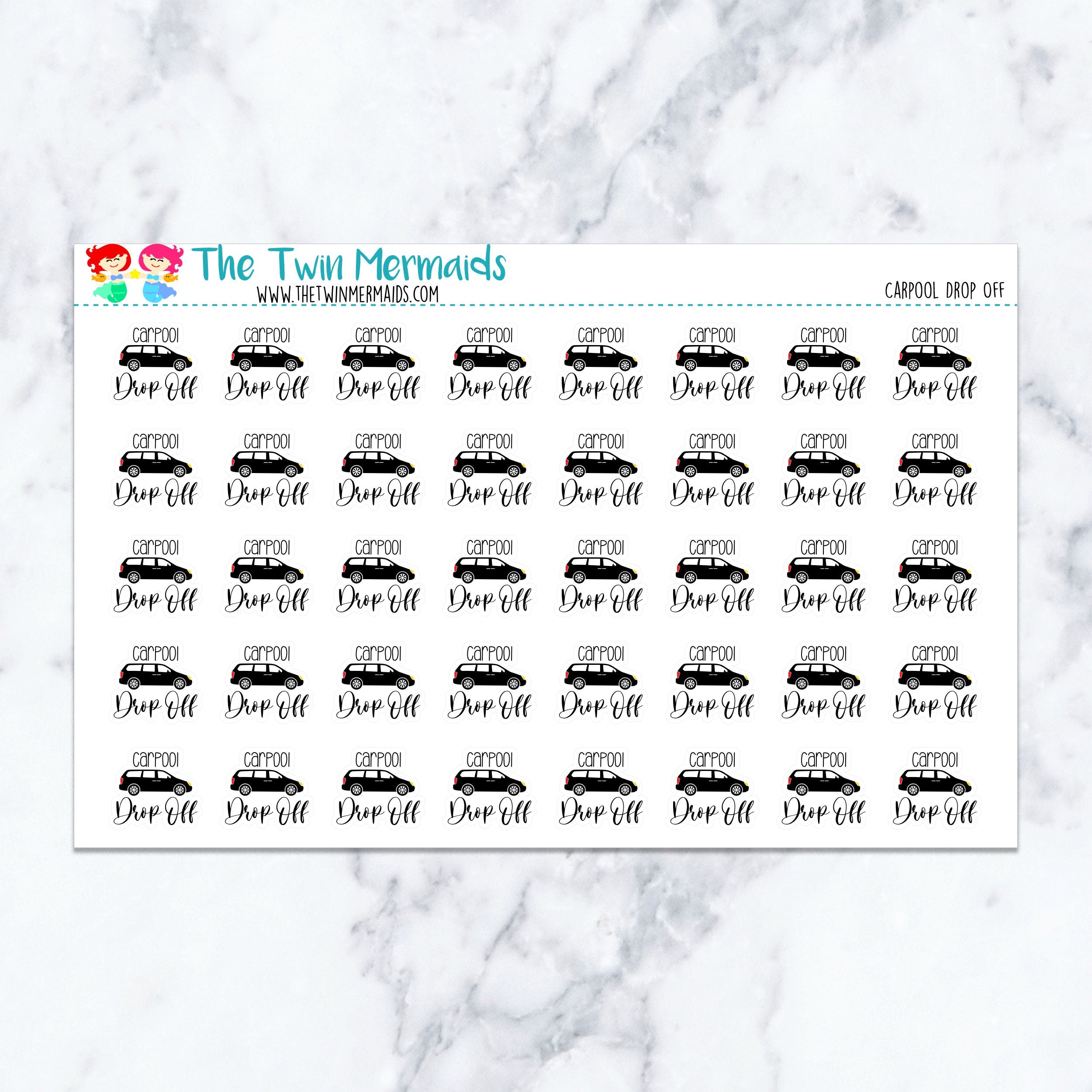 Carpool Drop Off Planner Stickers