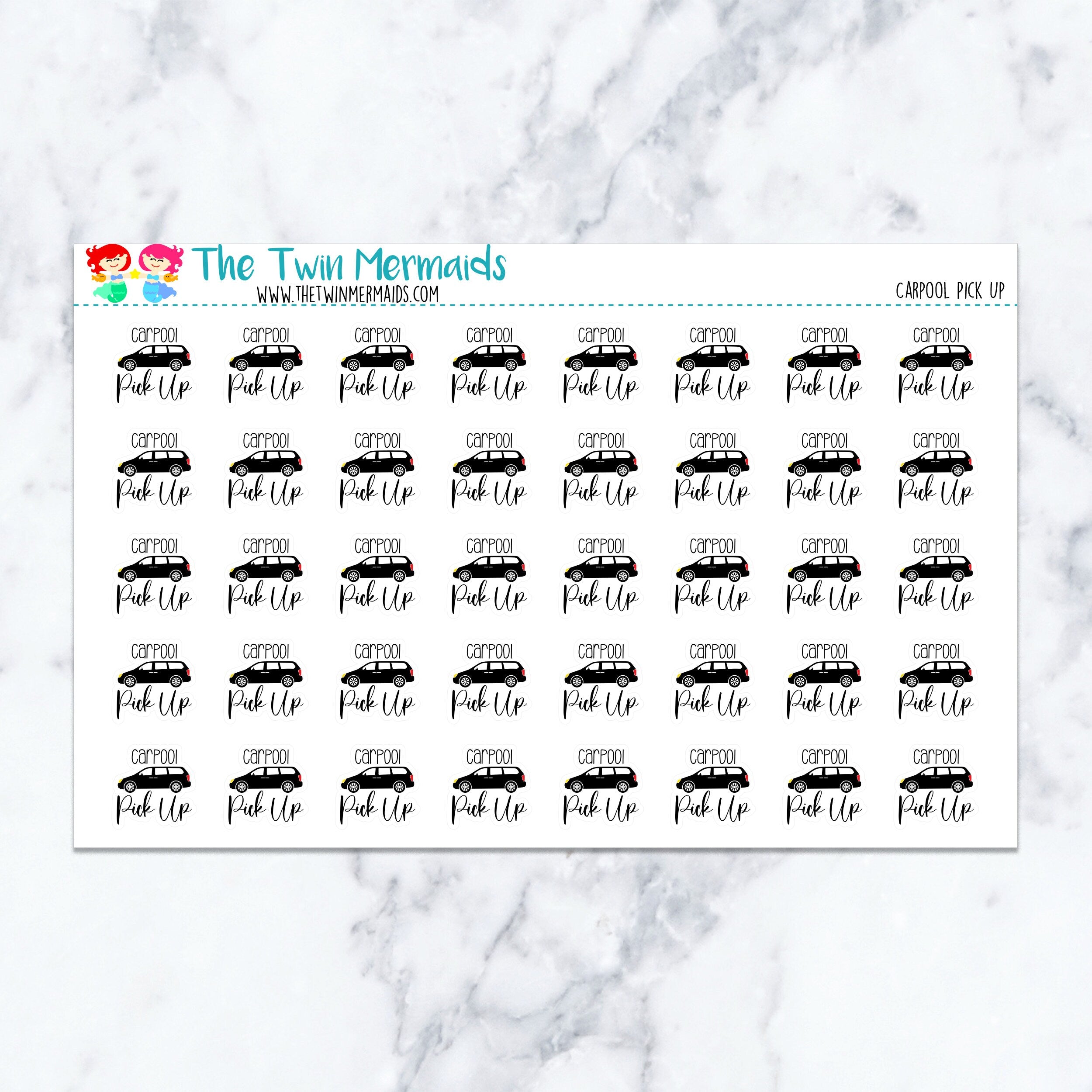 Carpool Pick Up Planner Stickers