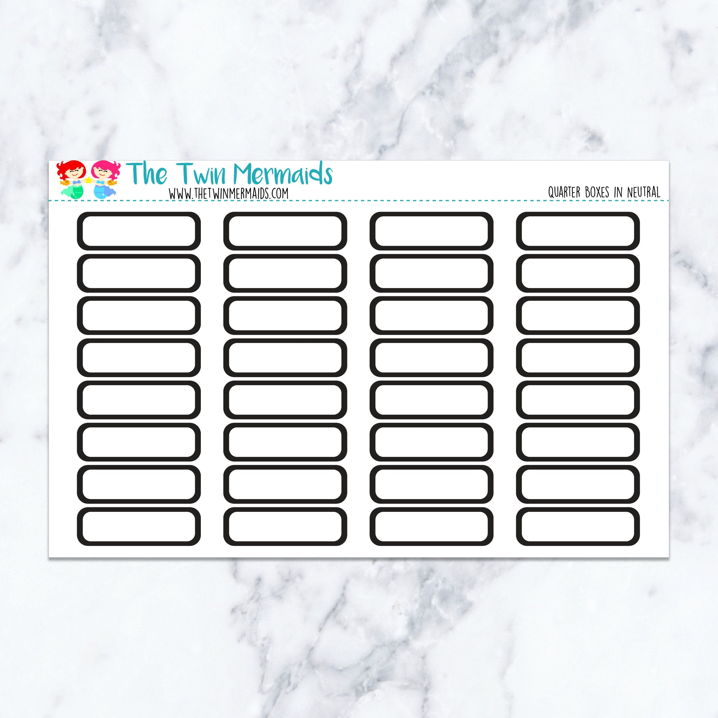 Quarter Boxes in Neutral Planner Stickers