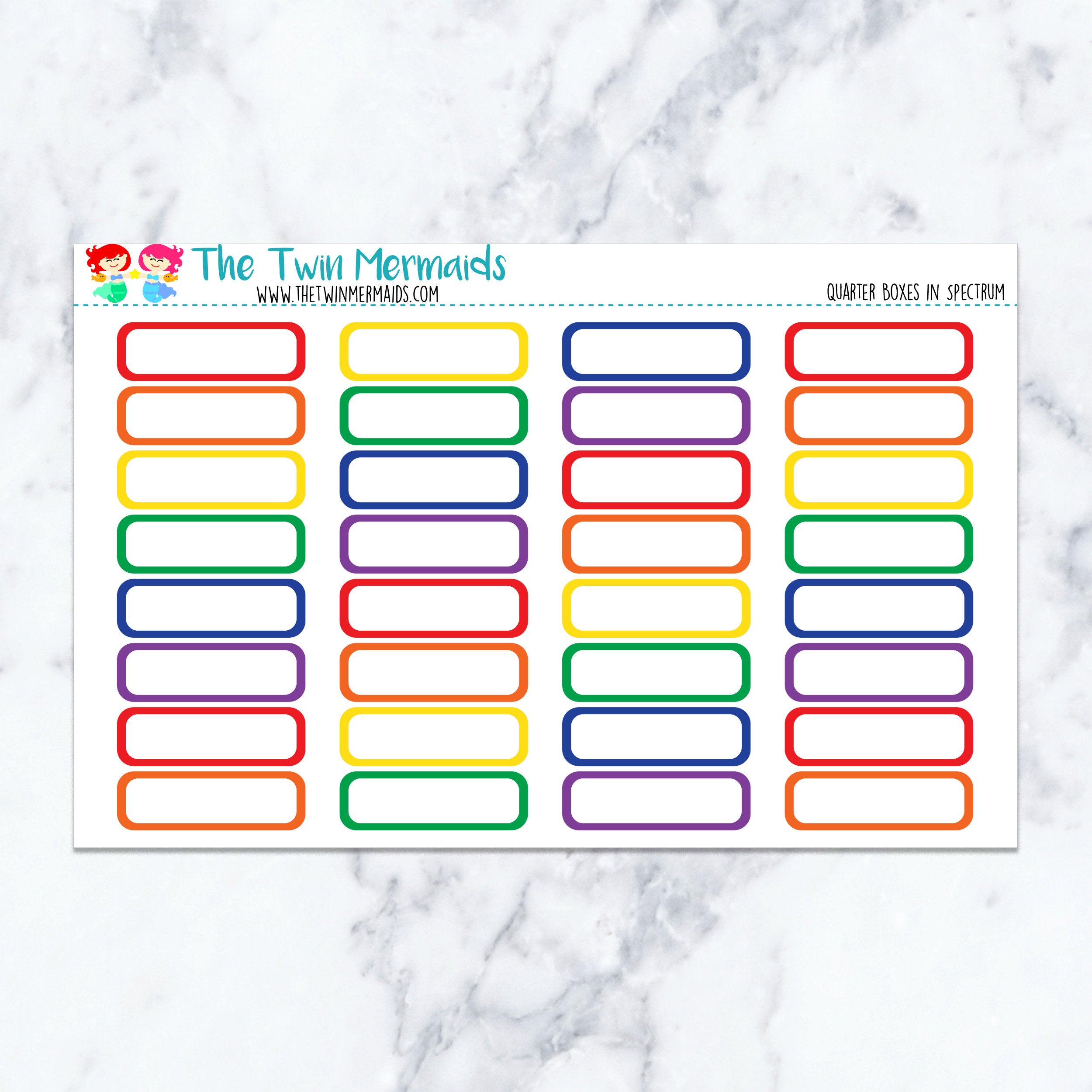 Quarter Boxes in Spectrum Planner Stickers