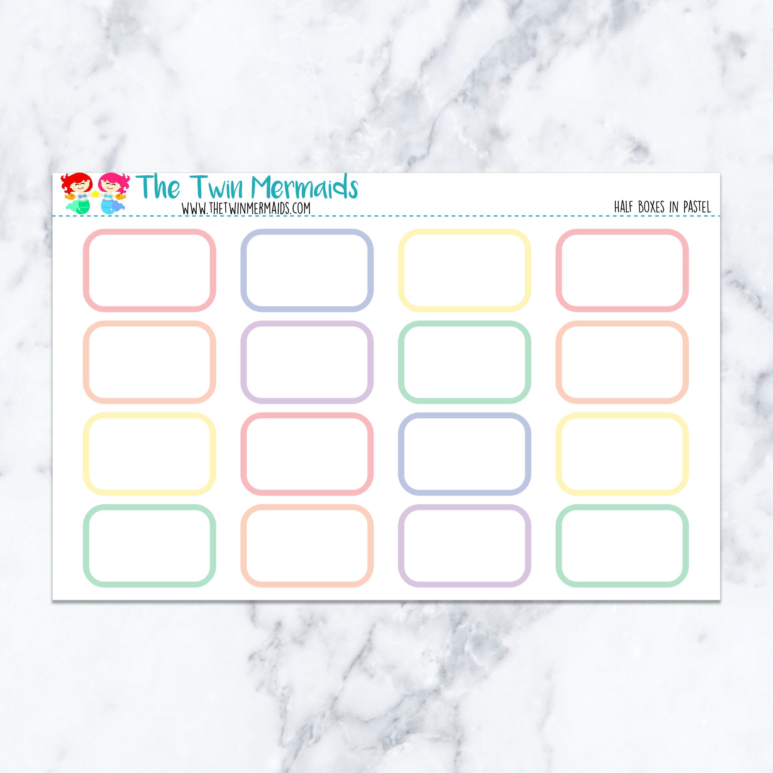 Half Boxes in Pastel Planner Stickers