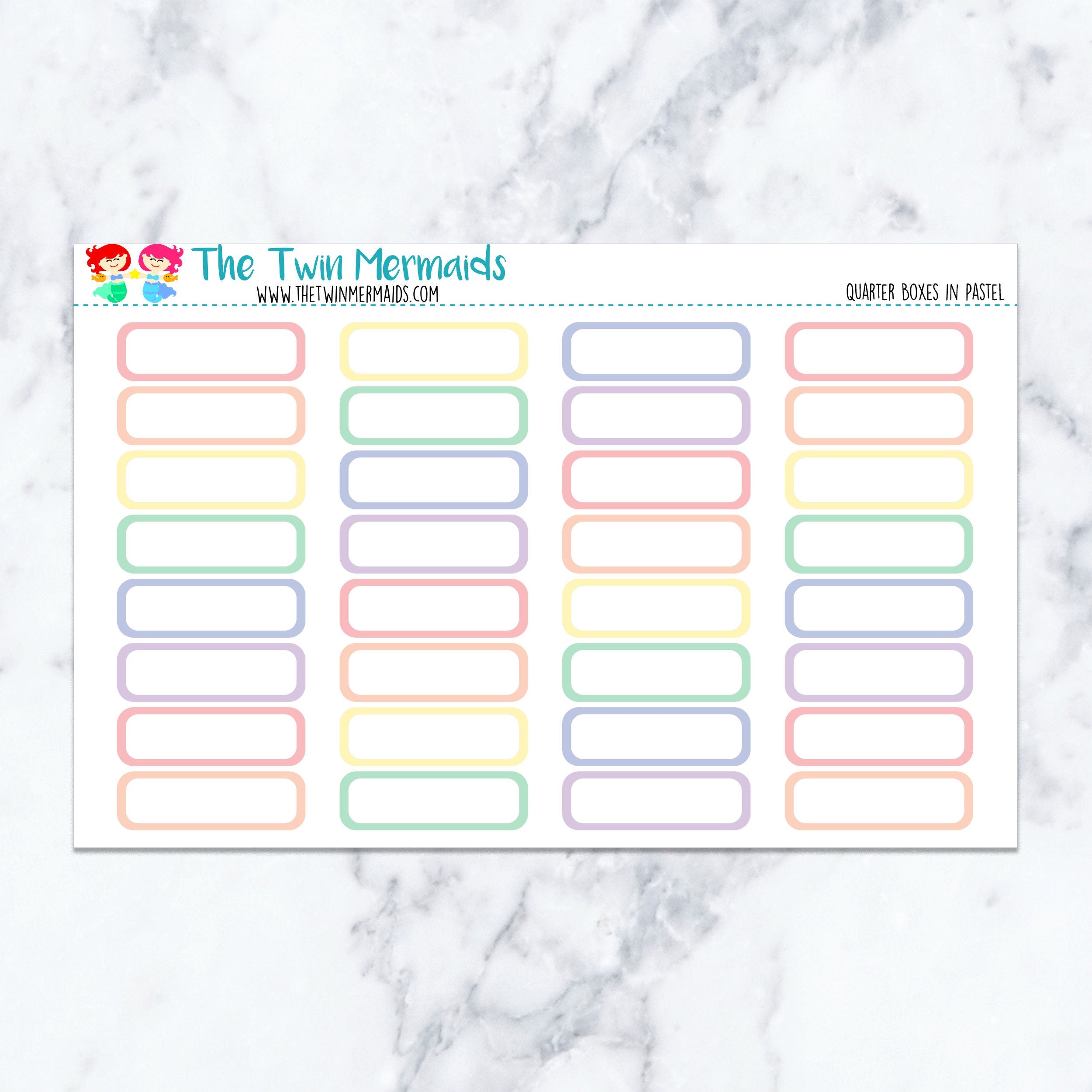 Quarter Boxes in Pastel Planner Stickers