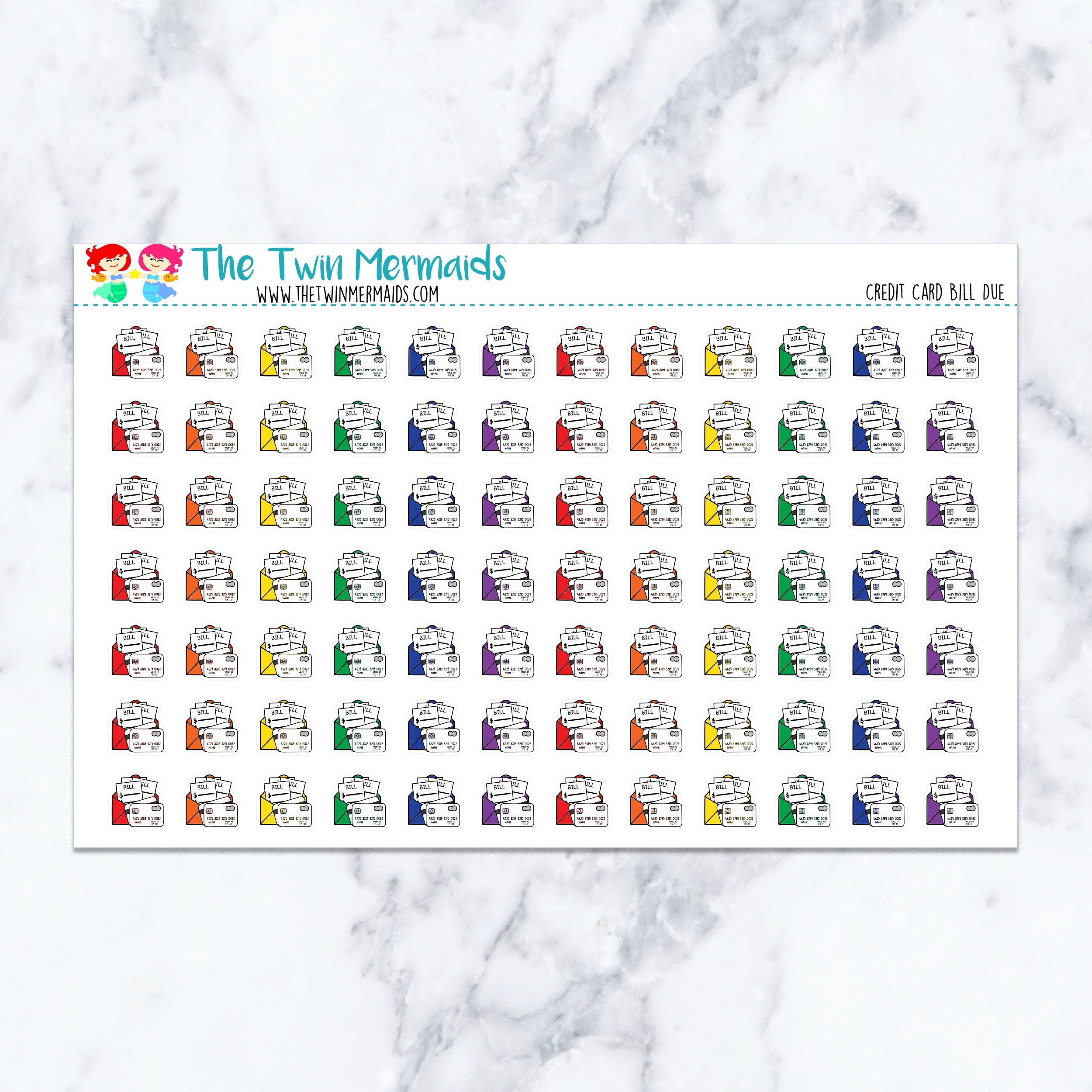 Credit Card Bill Due Planner Stickers