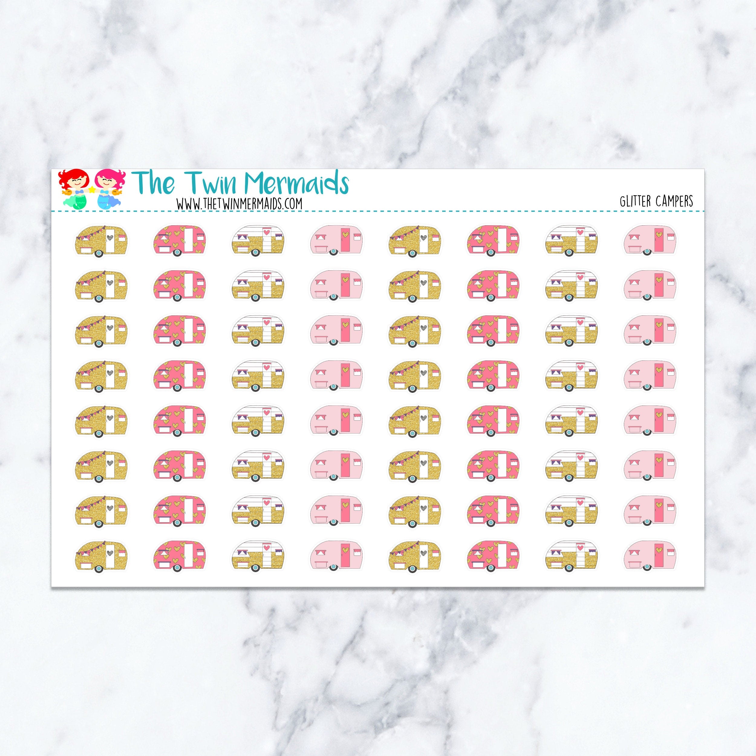 Glitter Campers Planner Stickers