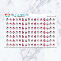 Valentine's Day Cupcake planner stickers. Kiss-cut sticker sheet for planners, bullet journals, and scrapbooking.