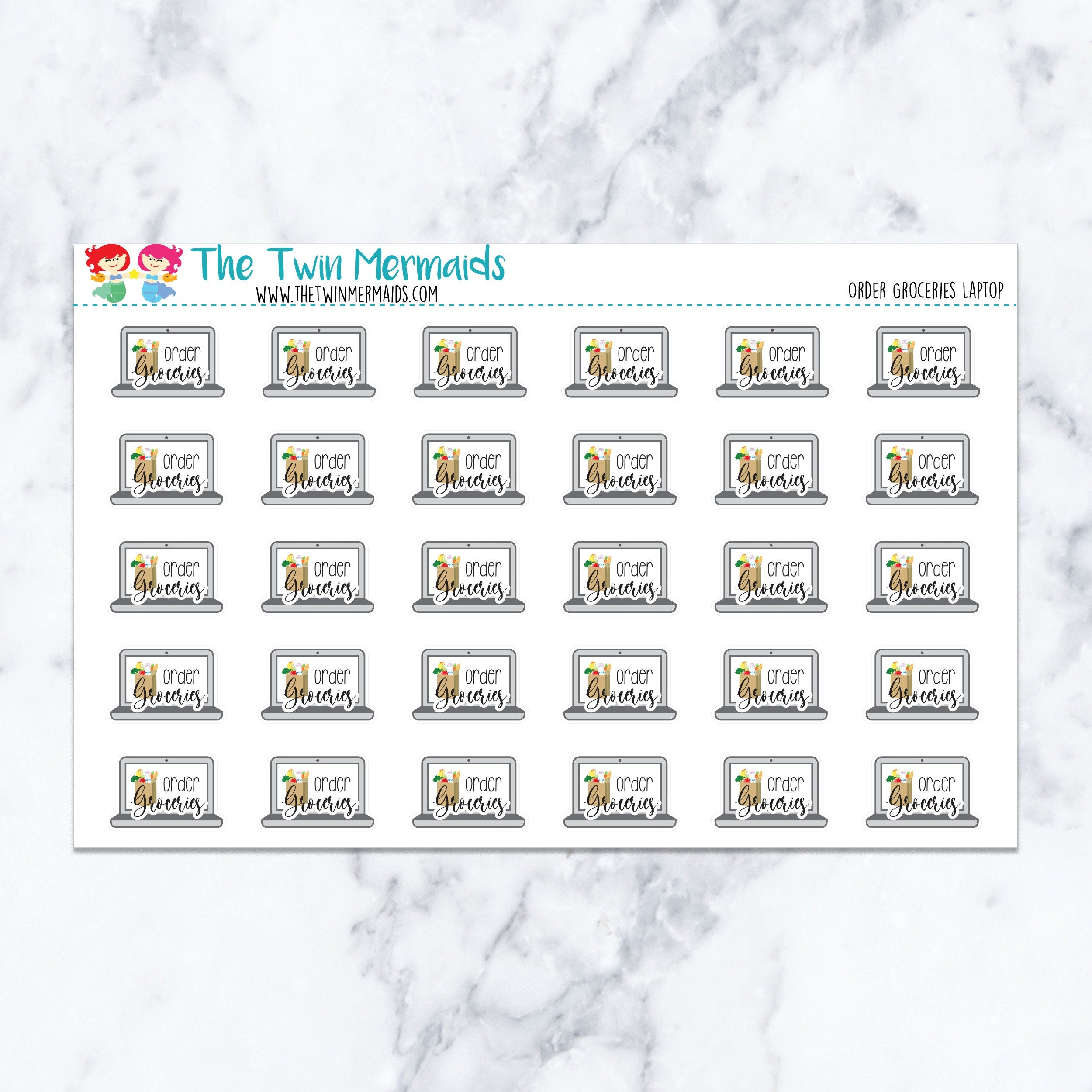 Order Groceries Laptop Planner Stickers