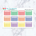 Quadruple Habit Trackers in Spectrum planner stickers, spectrum color scheme. Kiss-cut sticker sheet for planners, bullet jou