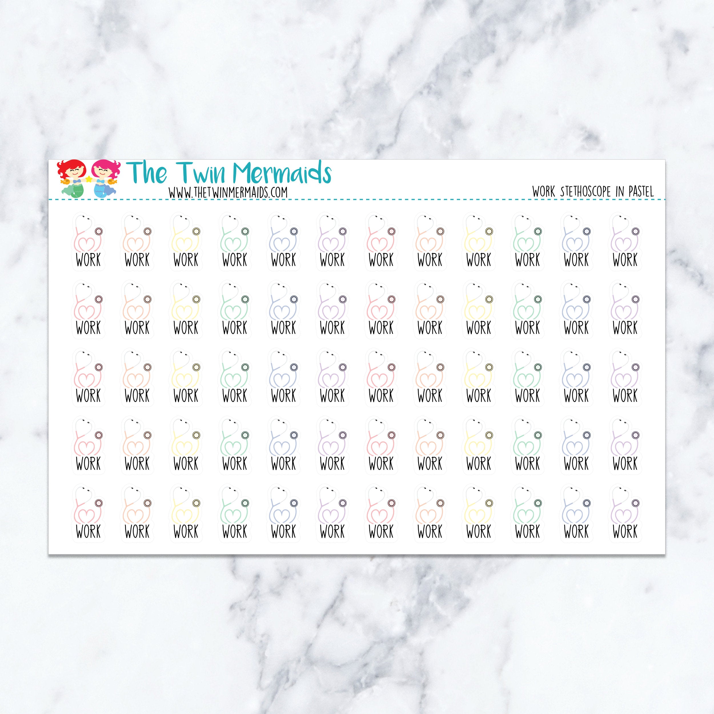 Work Stethoscope in Pastel Planner Stickers