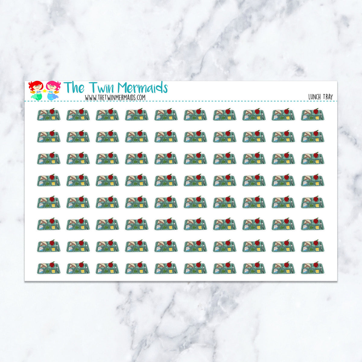 Lunch Tray planner stickers. Kiss-cut sticker sheet for planners, bullet journals, and scrapbooking.