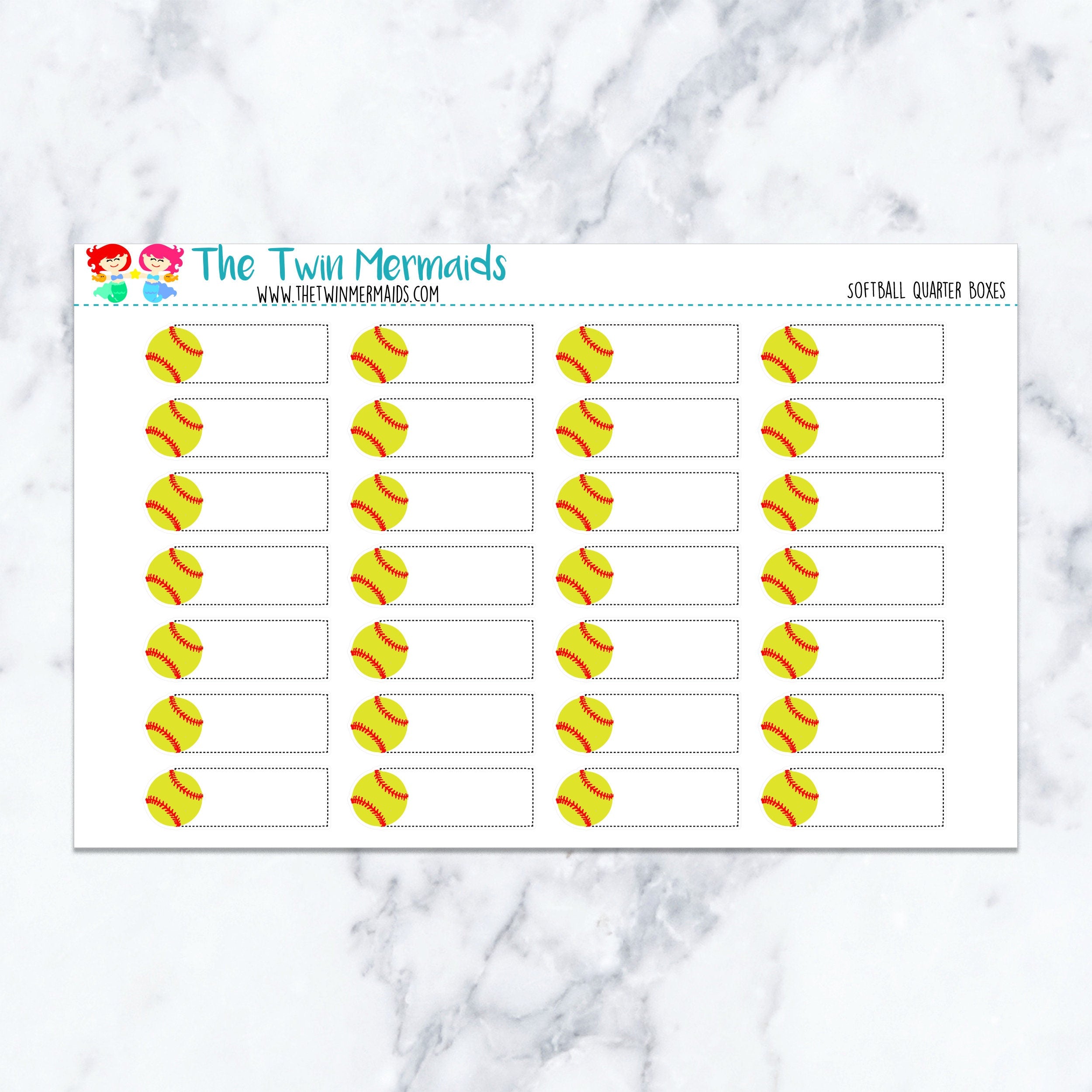 Softball Quarter Boxes Planner Stickers