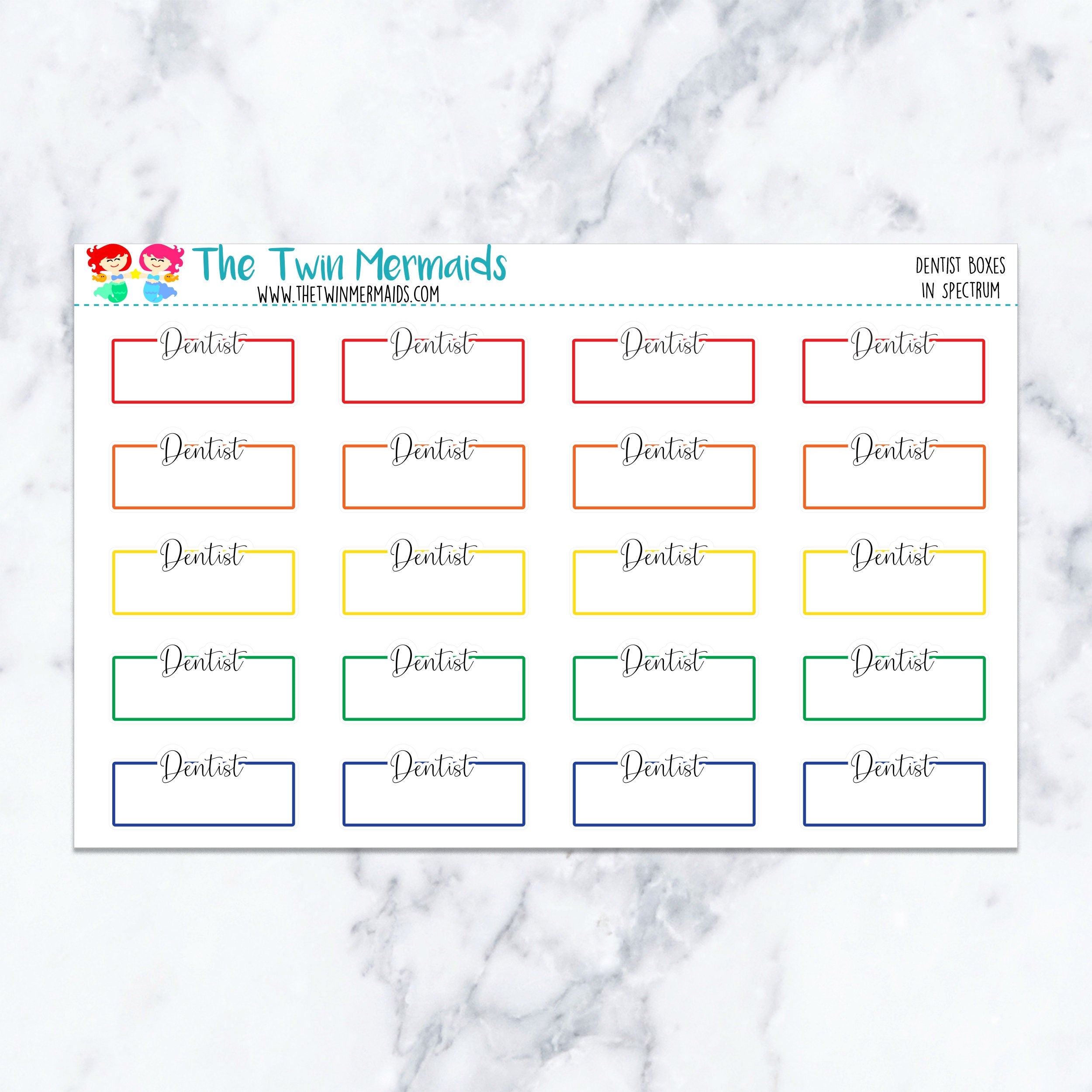 Dentist Boxes in Spectrum Planner Stickers