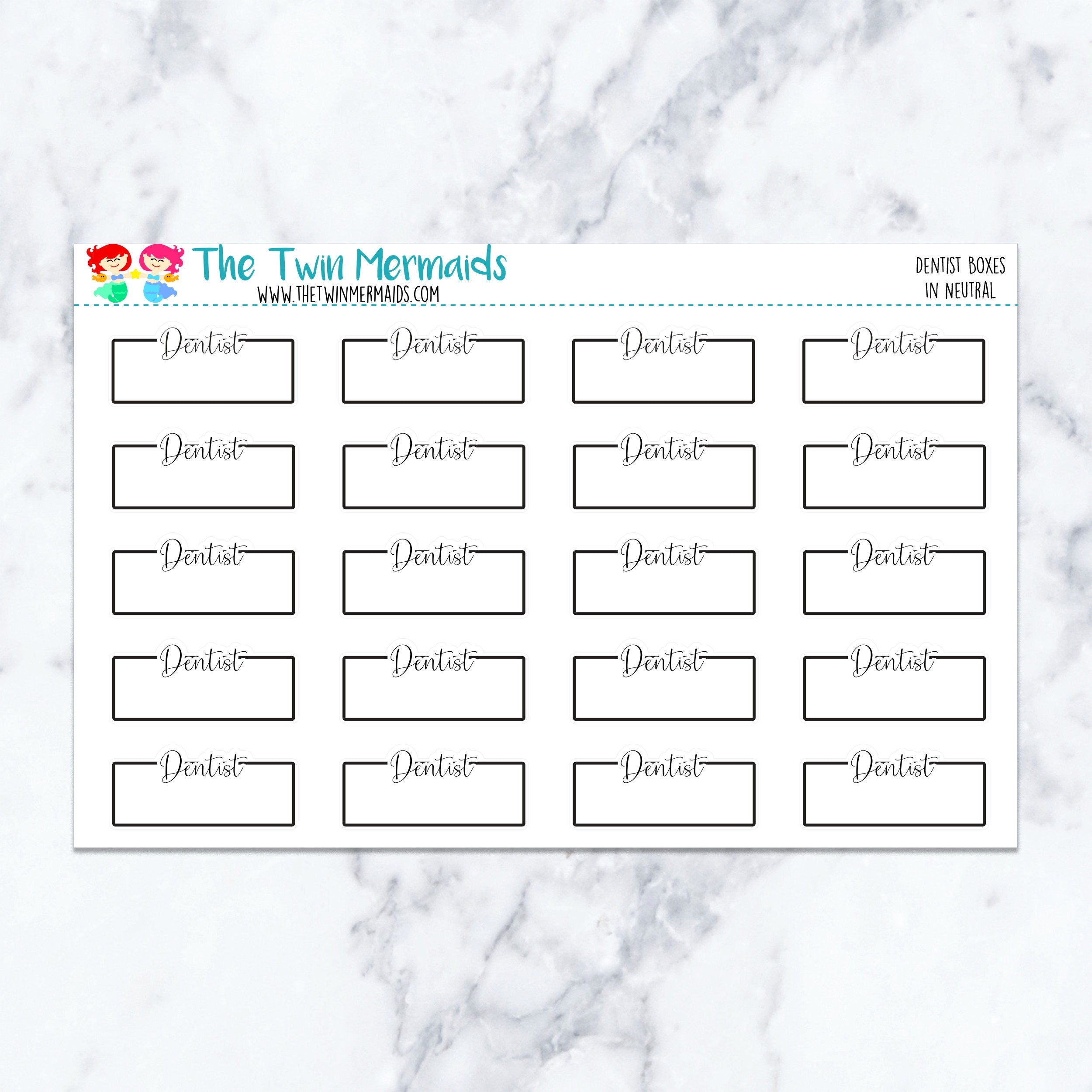 Dentist Boxes in Neutral Planner Stickers