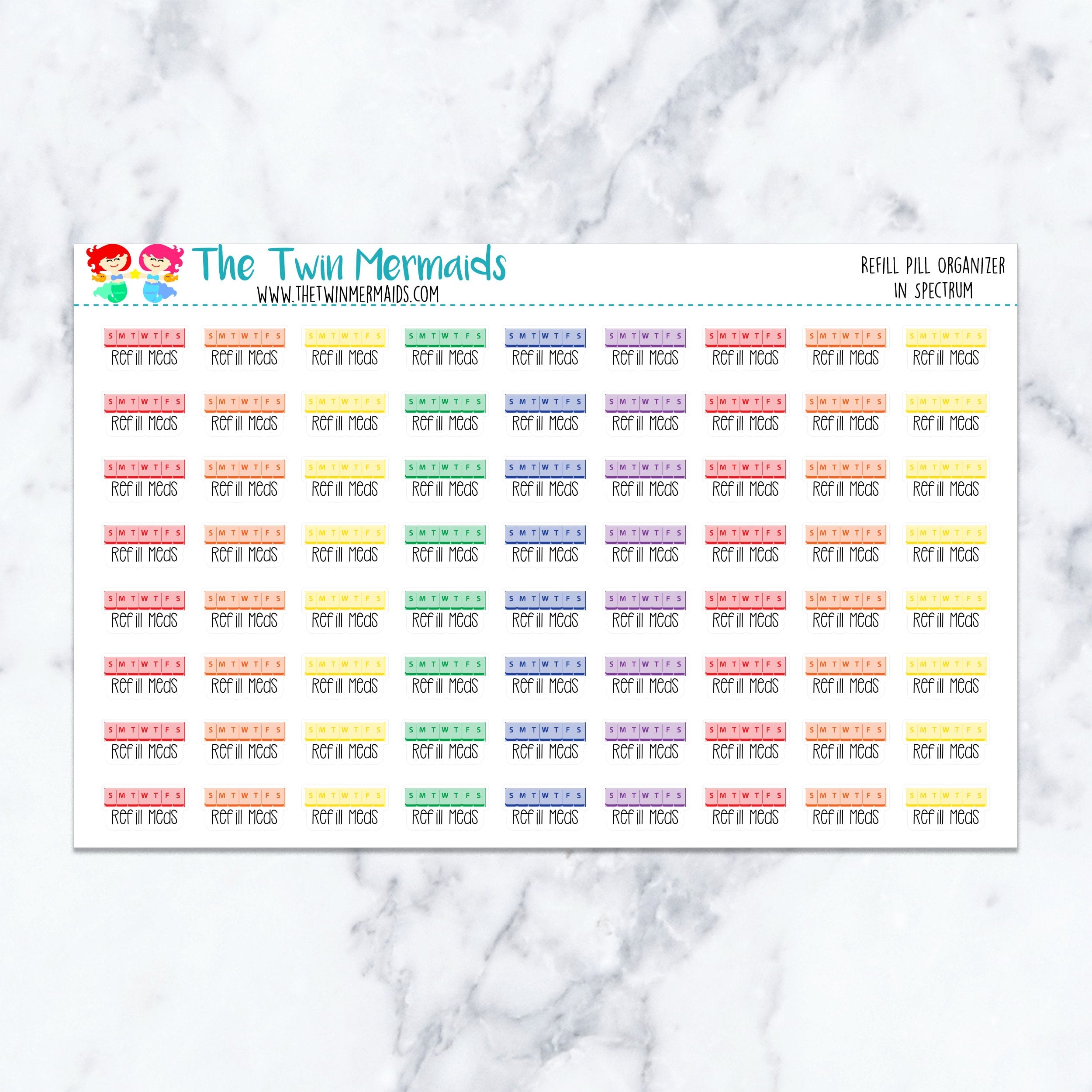 Refill Pill Organizer in Spectrum Planner Stickers