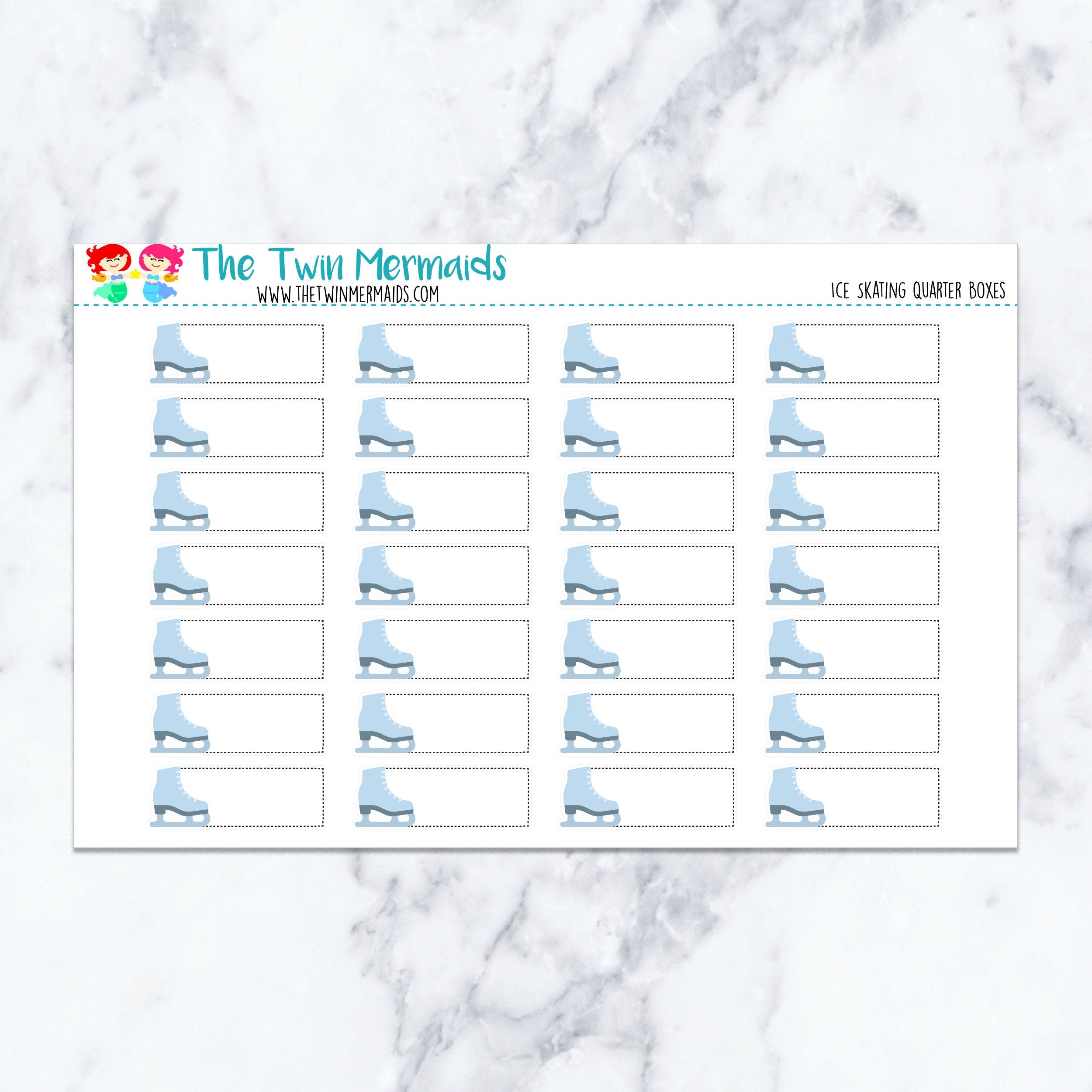 Ice Skating Quarter Boxes Planner Stickers